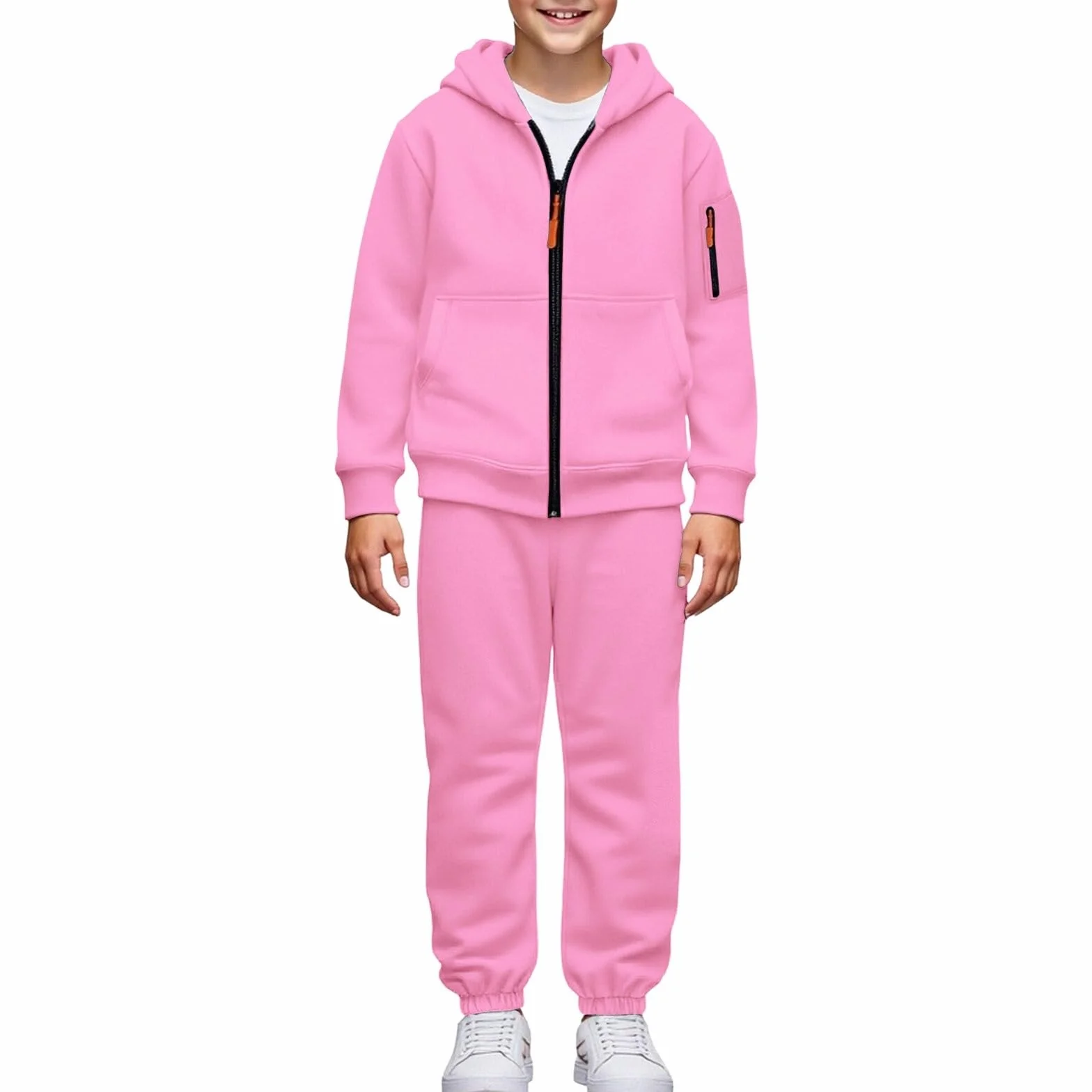 Survêtement 2 pièces en polaire pour filles et garçons - Ensemble complet avec fermeture éclair intégrale