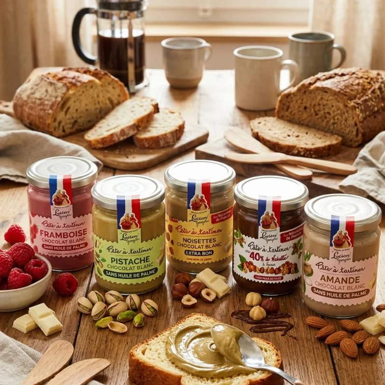 Lucien Georgelin Pâte à tartiner noisettes & chocolat blanc 3x400g | Noisettes de France