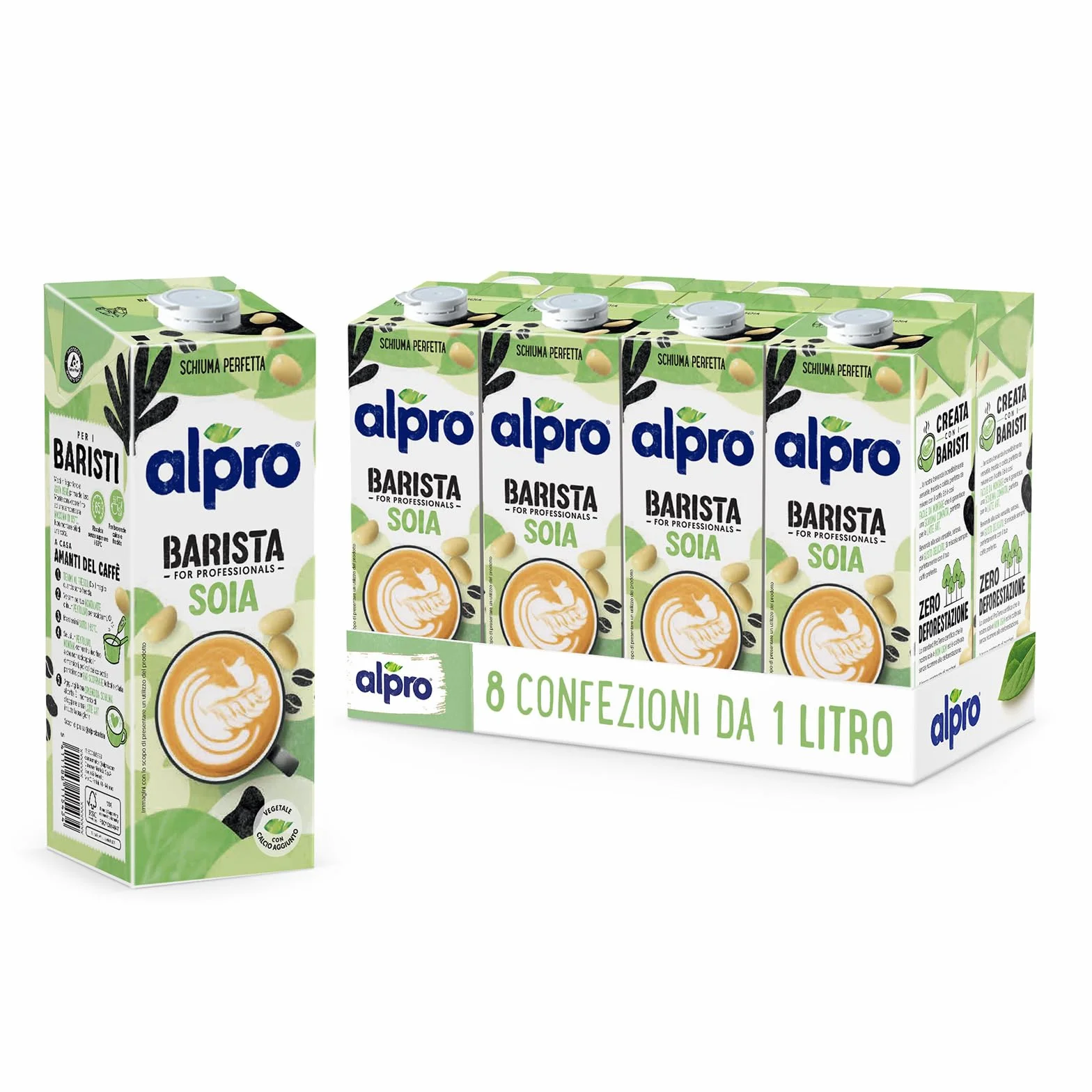ALPRO BARISTA PROFESSIONNEL Boisson au soja pour de délicieuses créations de bar 100% végétales (8 paquets x 1 litre)