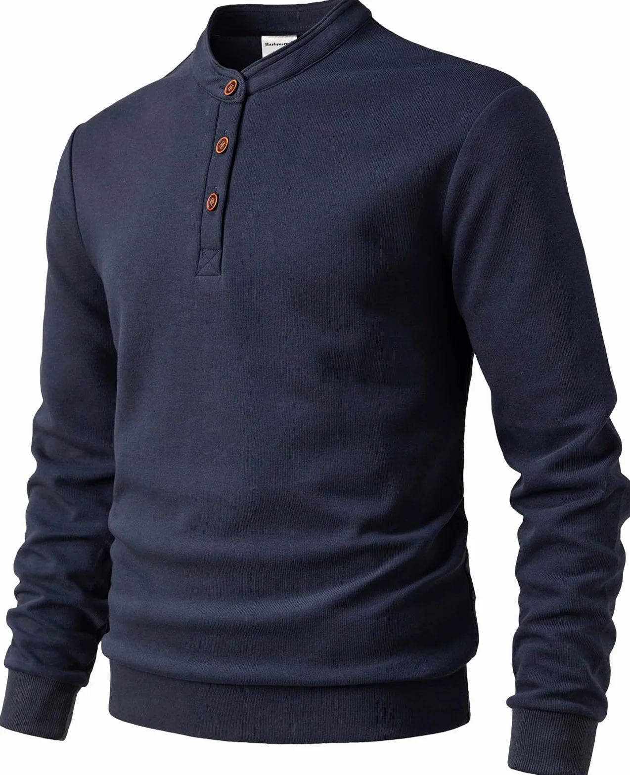 Sweatshirt Homme Micro Fleece Col Henley Manches Longues Pullover Chaud Hiver