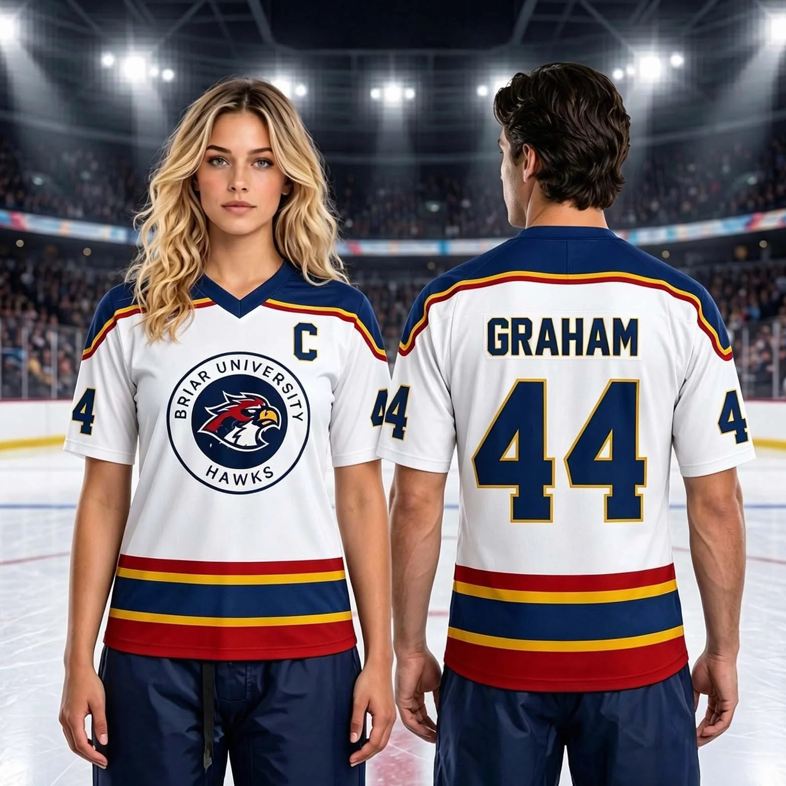 Maillot de Hockey Grahams 44 Col V Uniforme Hockey sur Glace Manches Courtes