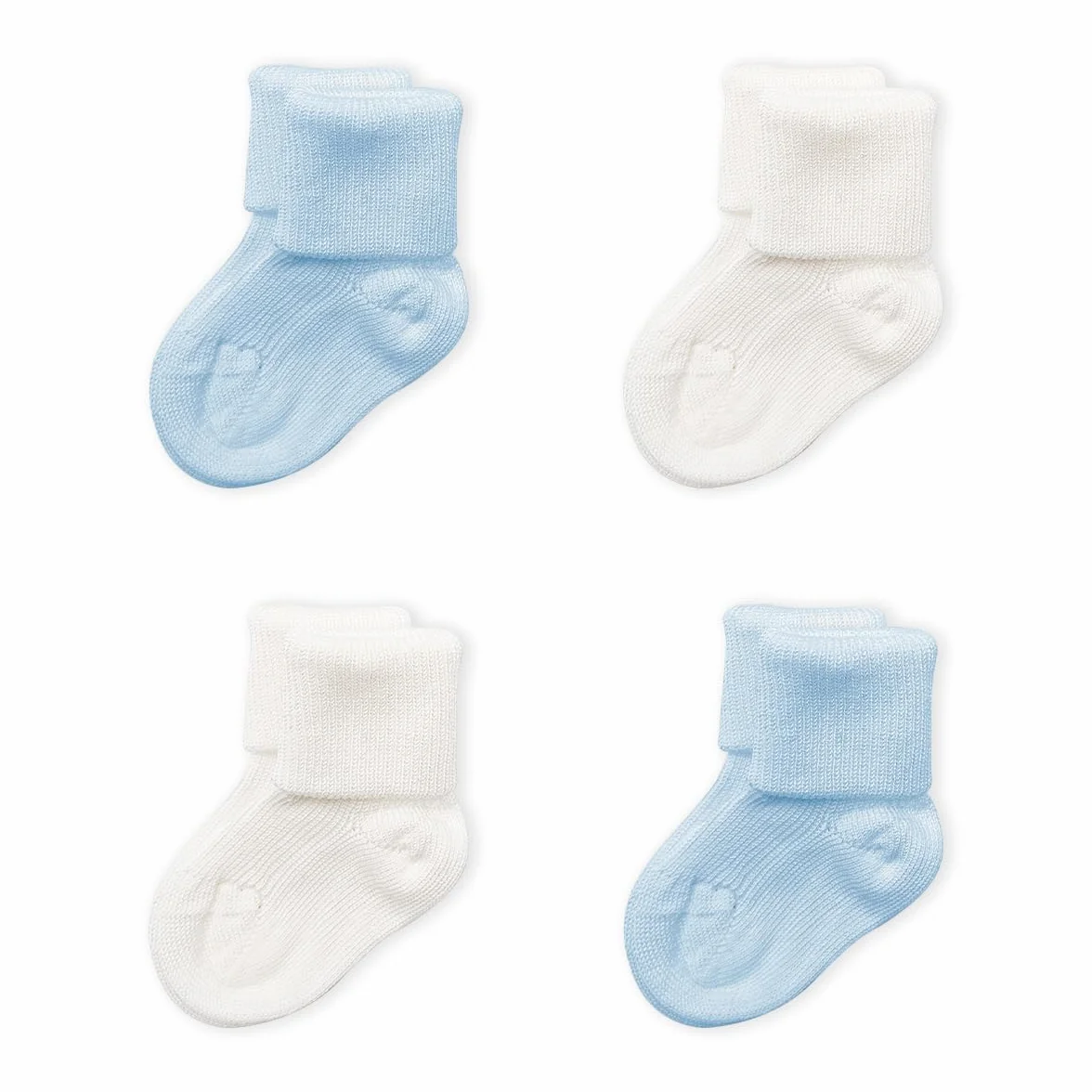 Prisco Chaussettes Bébé 0-3 Mois Coton Fil d'Écosse Lot de 4 Paires Fille Garçon