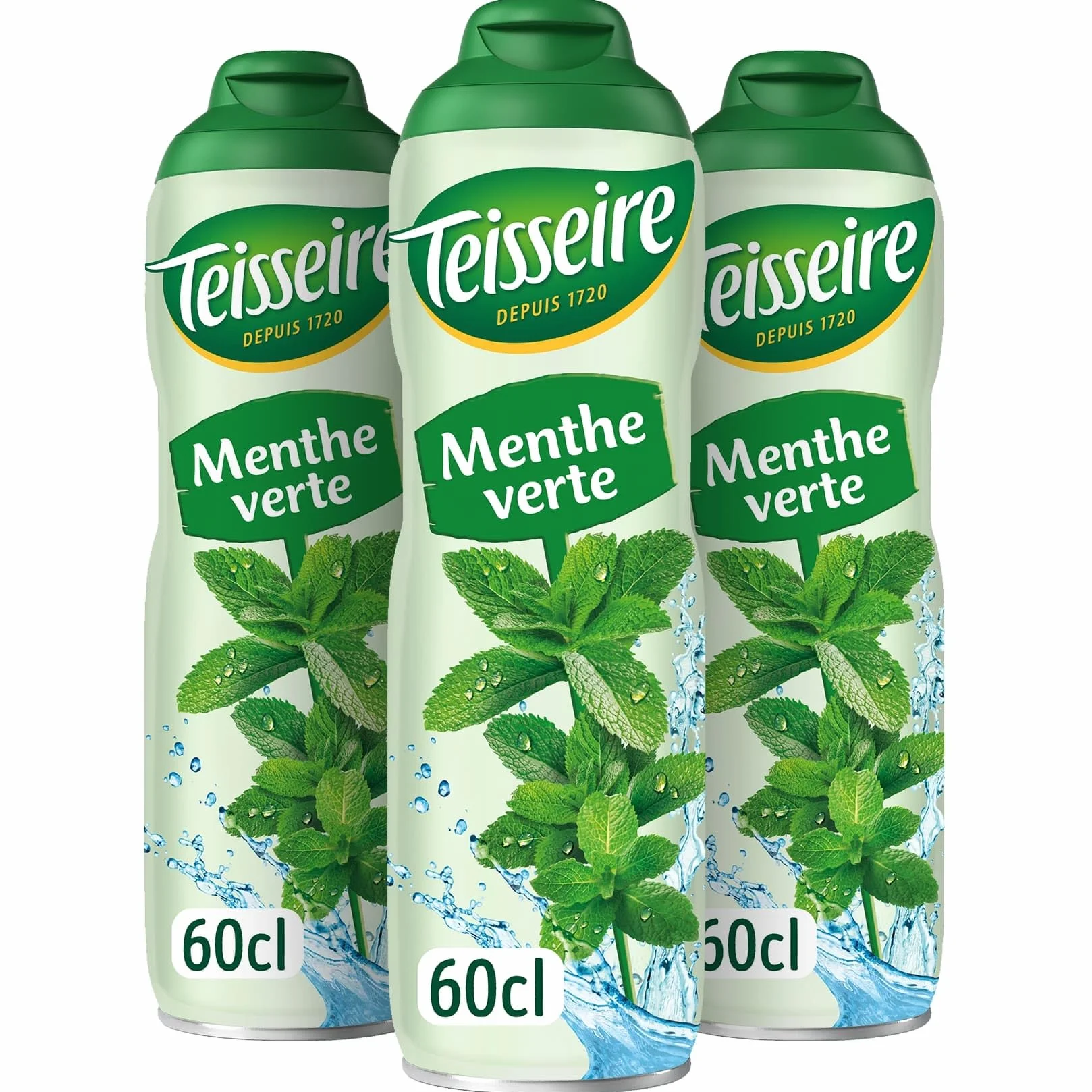 Teisseire Sirop de Menthe Verte pour Boisson Rafraîchissante, Cocktails, Bidon Recyclable (Lot de 3)