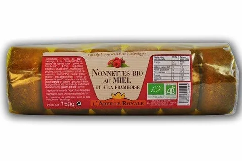 ROULEAU DE 6 NONNETTES AU MIEL FOURREES A LA FRAMBOISE 150 G BIO -