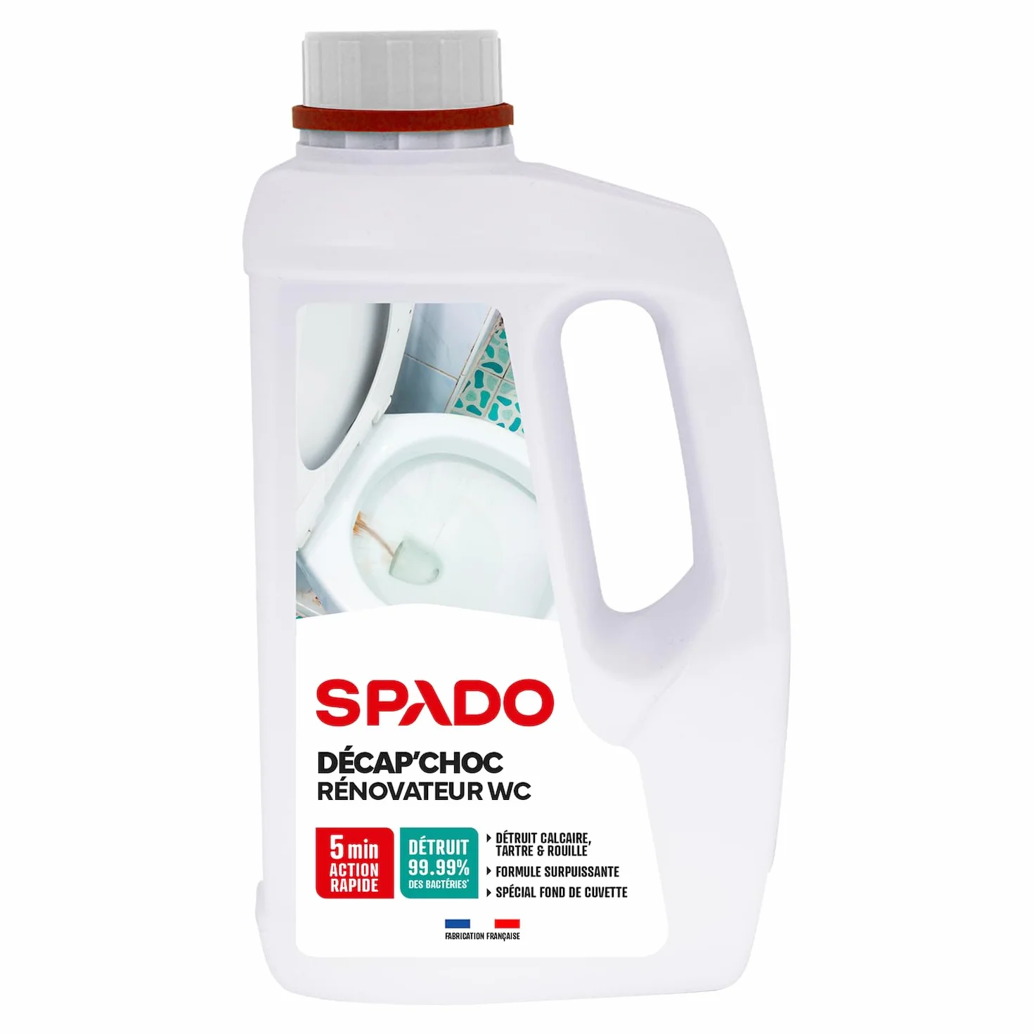 SPADO - Décap'choc rénovateur WC - Formule surpuissante - désinfecte et désodorise - Spécial cuvettes encrassées - Sans danger pour l'émail et canalisations - 3 L - Fabriqué en France