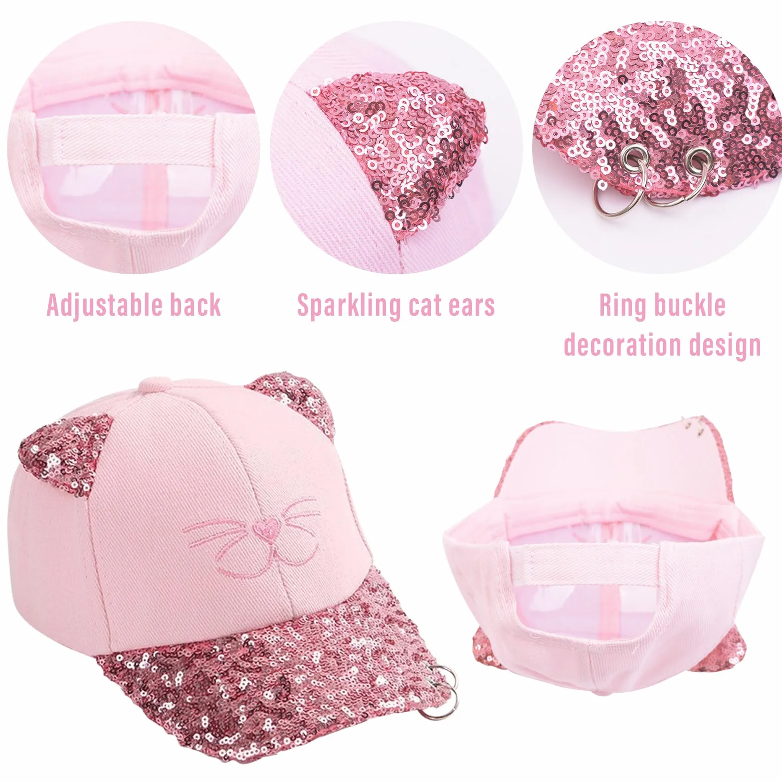 Casquette De Baseball Fille 3-8 Ans Protection UV Ensemble Chapeau Et Lunettes Soleil Taille Unique Réglable Queue De Cheval