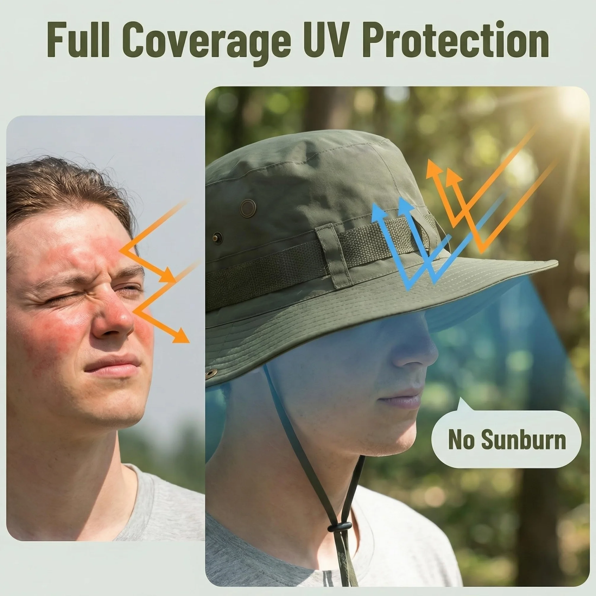 Chapeau Bob Réglable Homme Femme Soleil Safari Pliable Large Bord Protection UV Mentonnière Pêche Randonnée Plage