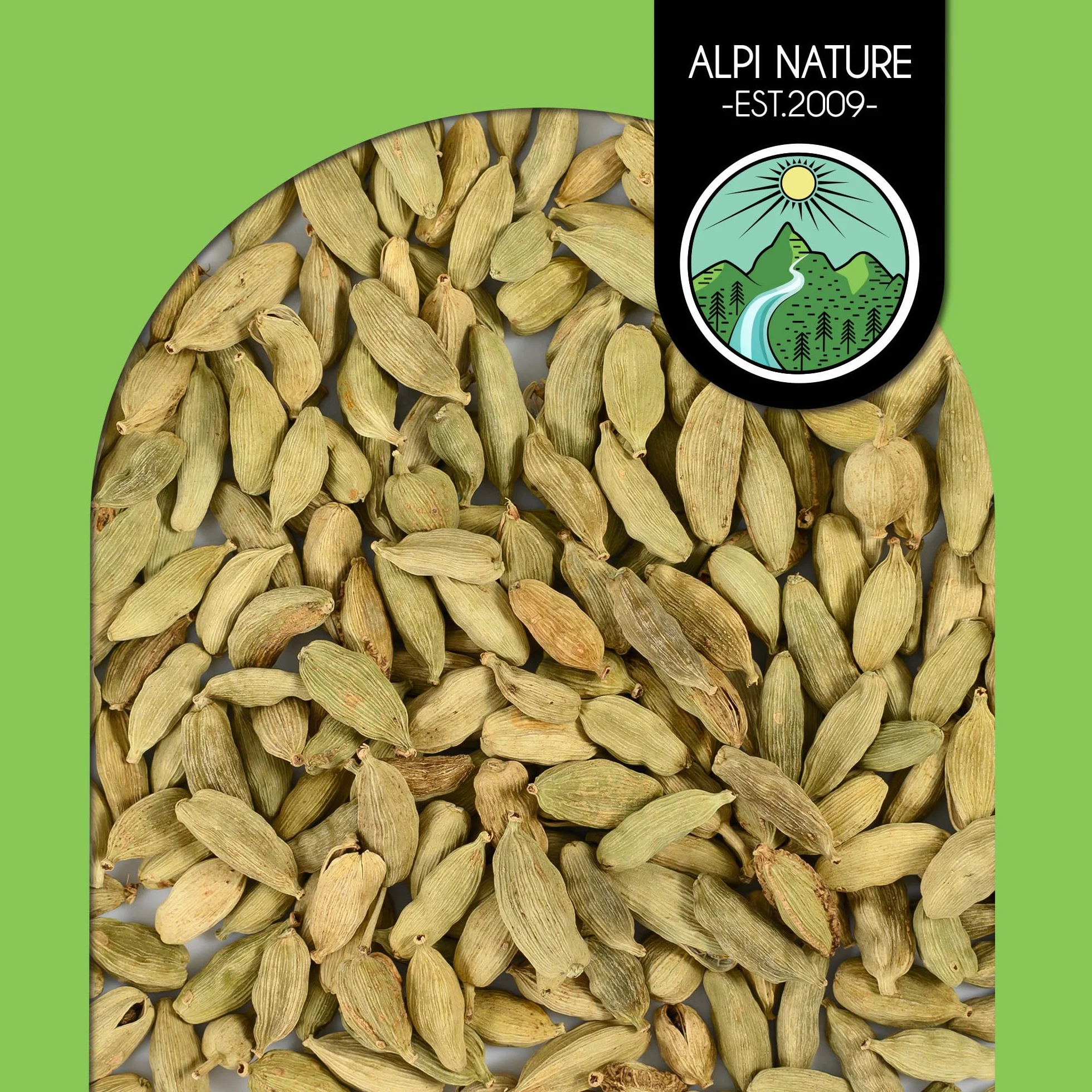 Alpi Nature Cardamome BIO Gousses Entières 200g, Gousses de Cardamome Verte Entières avec Graines pour la Cuisine