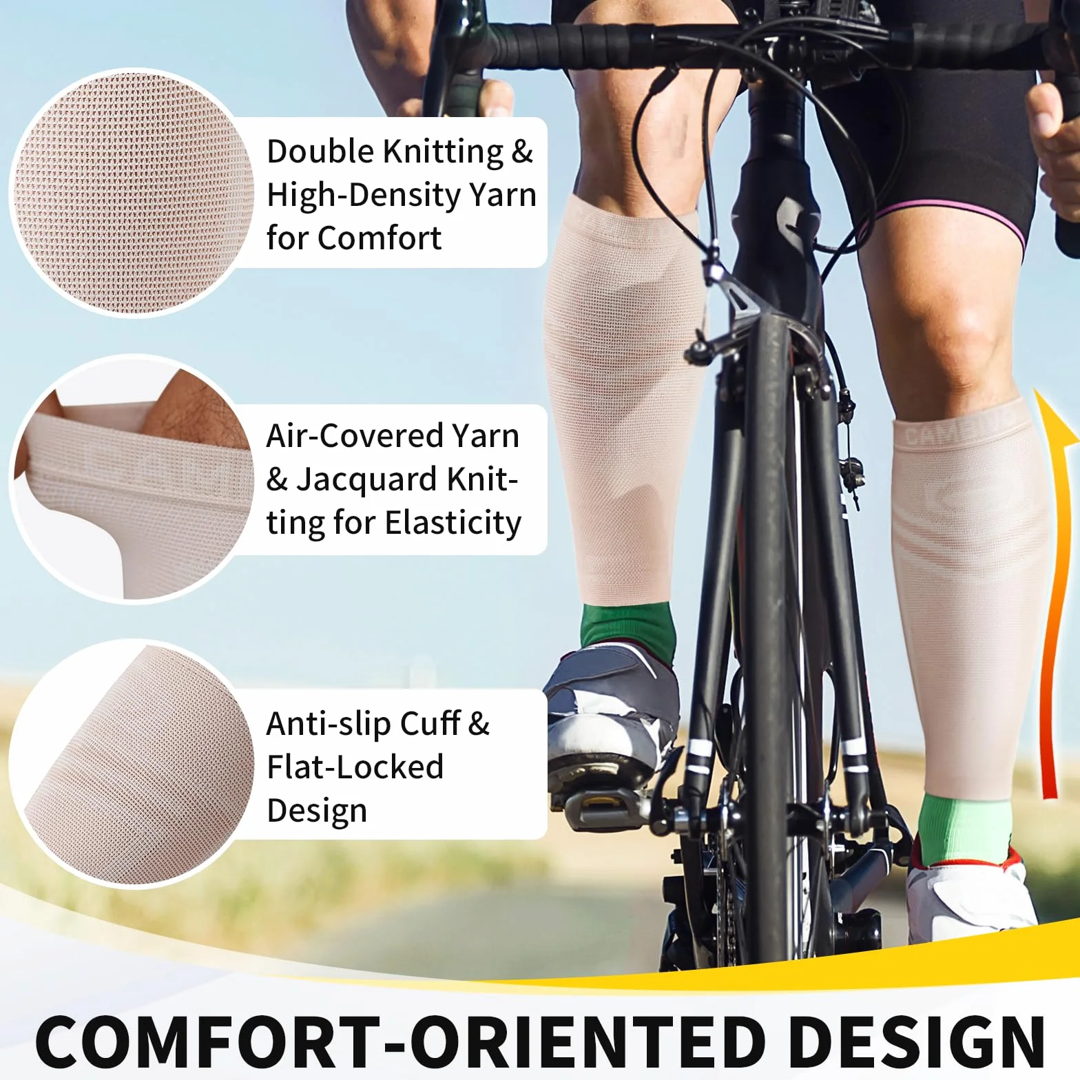 CAMBIVO Bas de Contention Femme Homme, Chaussettes de Compression sans Pied, Manchon Mollet x2