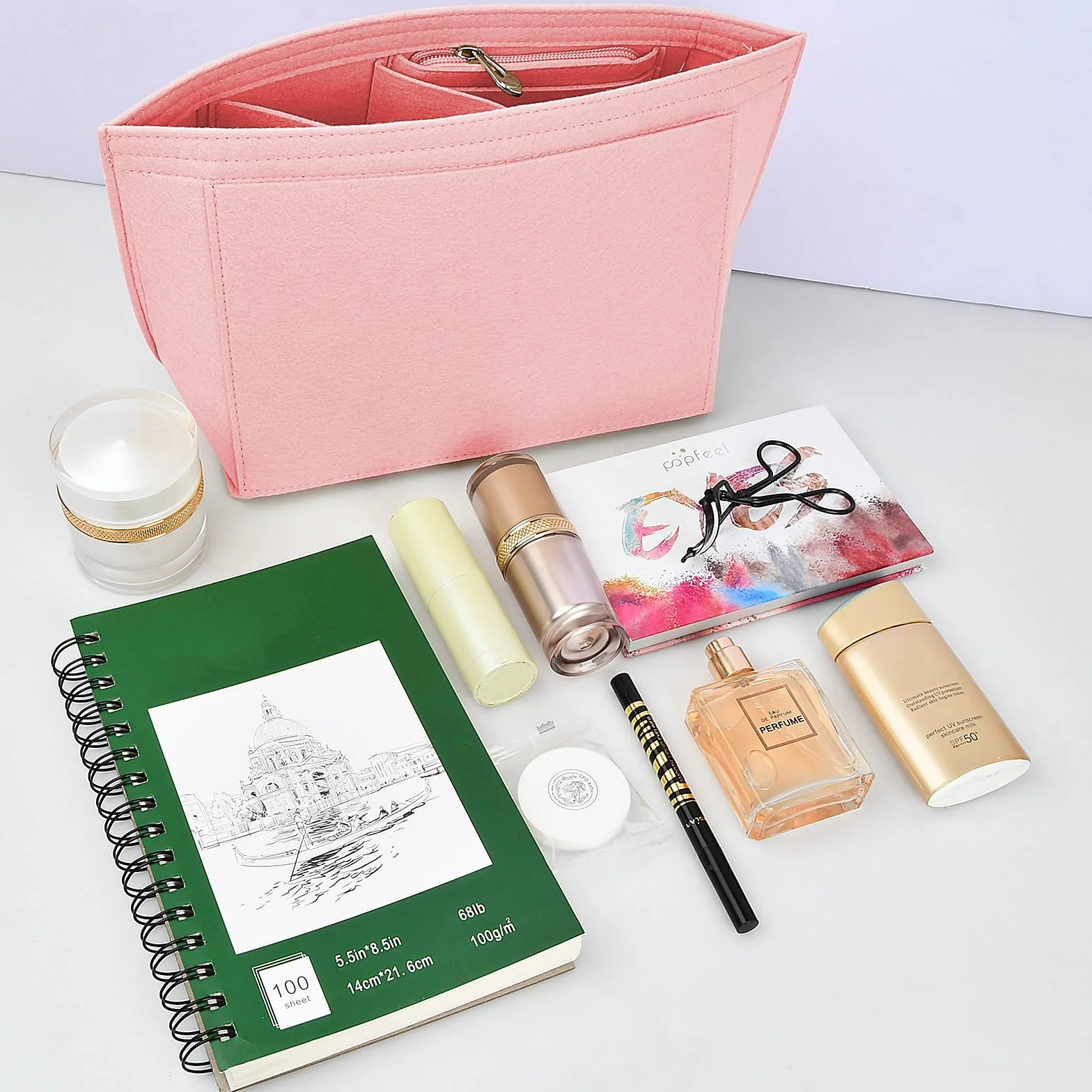Organiseur de Sac en Feutre avec Poches pour Longchamp Rose L