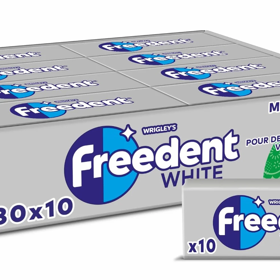 FREEDENT WHITE Chewing Gum Sans Sucre Goût Menthe Verte 30 Paquets 300 Dragées 420g