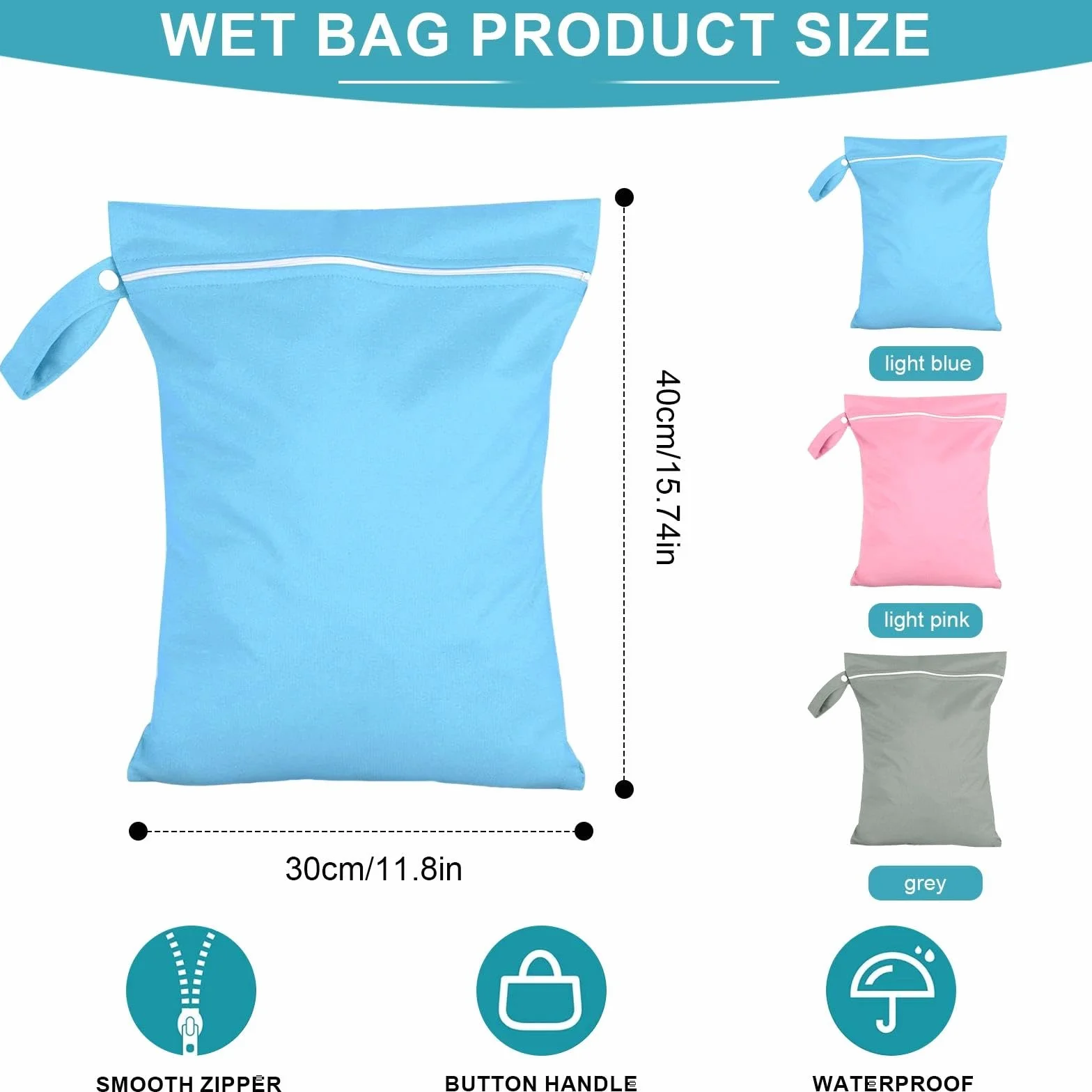 Sacs Linge Sale Imperméable 40x30cm Lot de 3 Voyage Étanches avec Fermeture Éclair