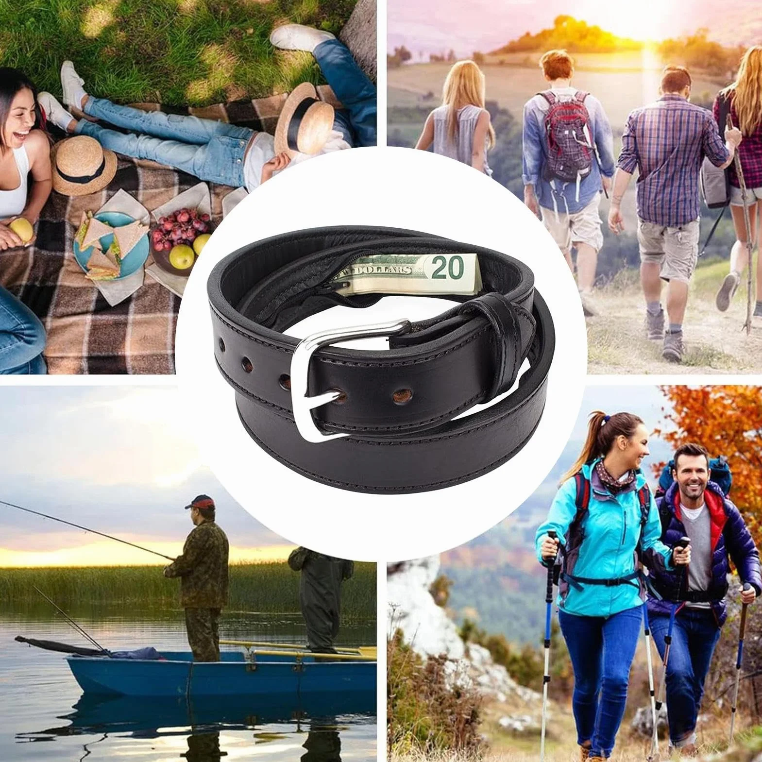 Ceinture Porte-Billets Anti-Vol Homme, Accessoire de Sécurité pour Argent et Bijoux