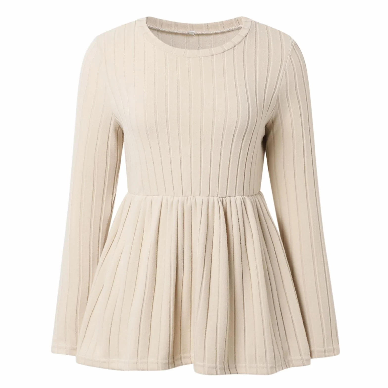 Pull de maternité à manches longues pour femme - Tunique de grossesse col rond côtelée