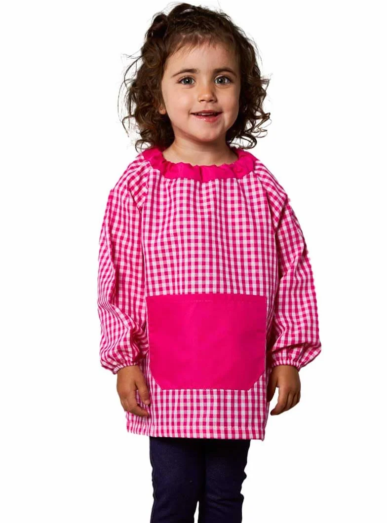 Tablier Blouse sans Boutons pour Enfants à Carreaux École Travaux Manuels