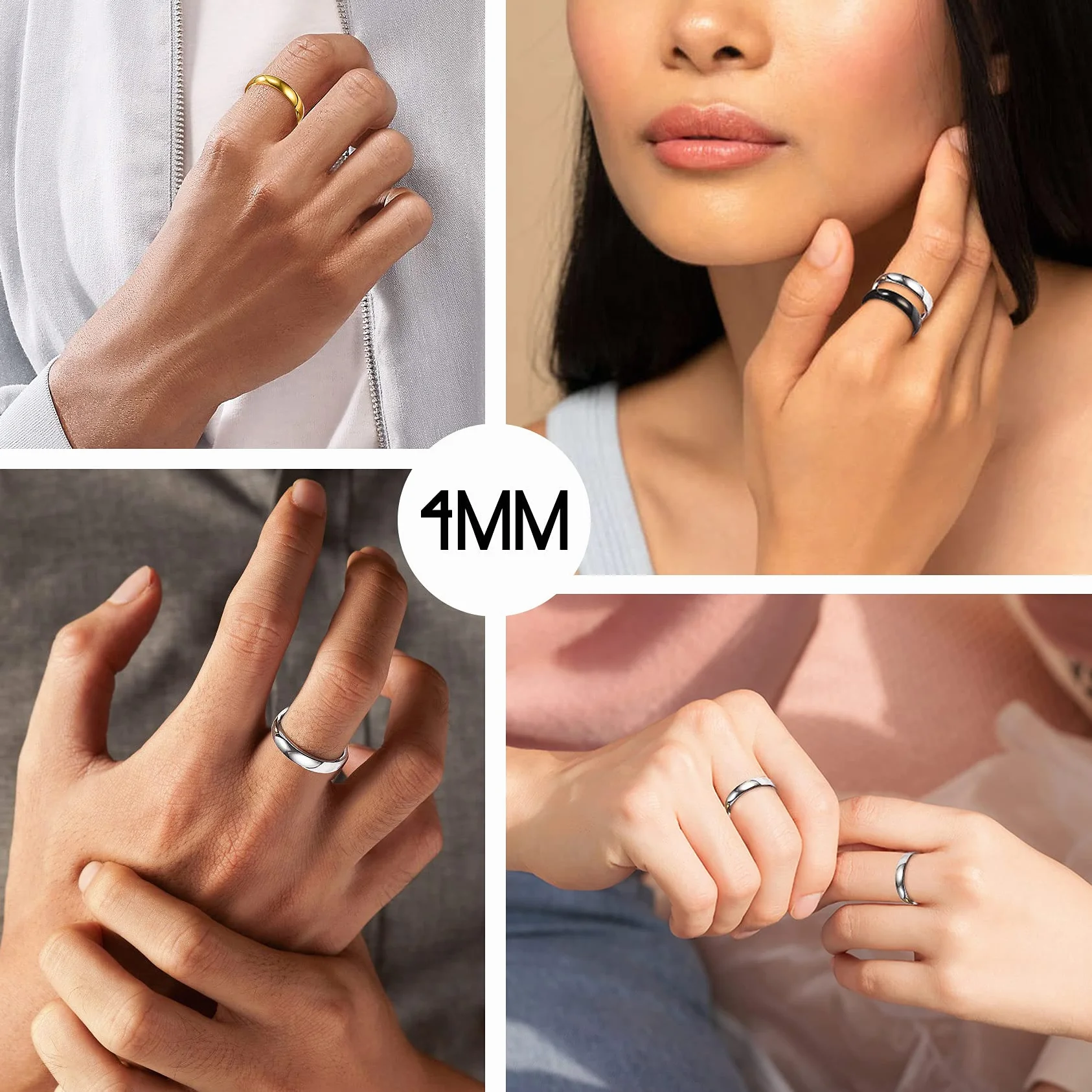 Bague Simple Acier Inoxydable Homme Femme 2-8mm Large Taille 54-67
