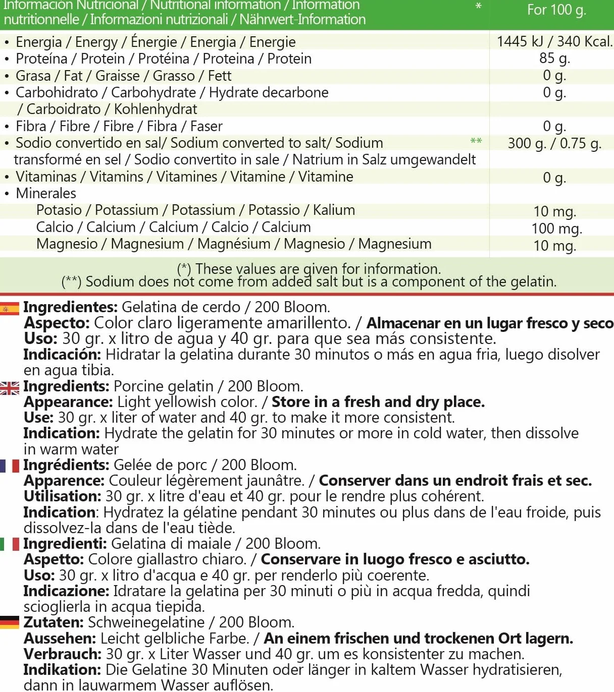 Gélatine granulée de qualité professionnelle, saveur neutre - 1kg