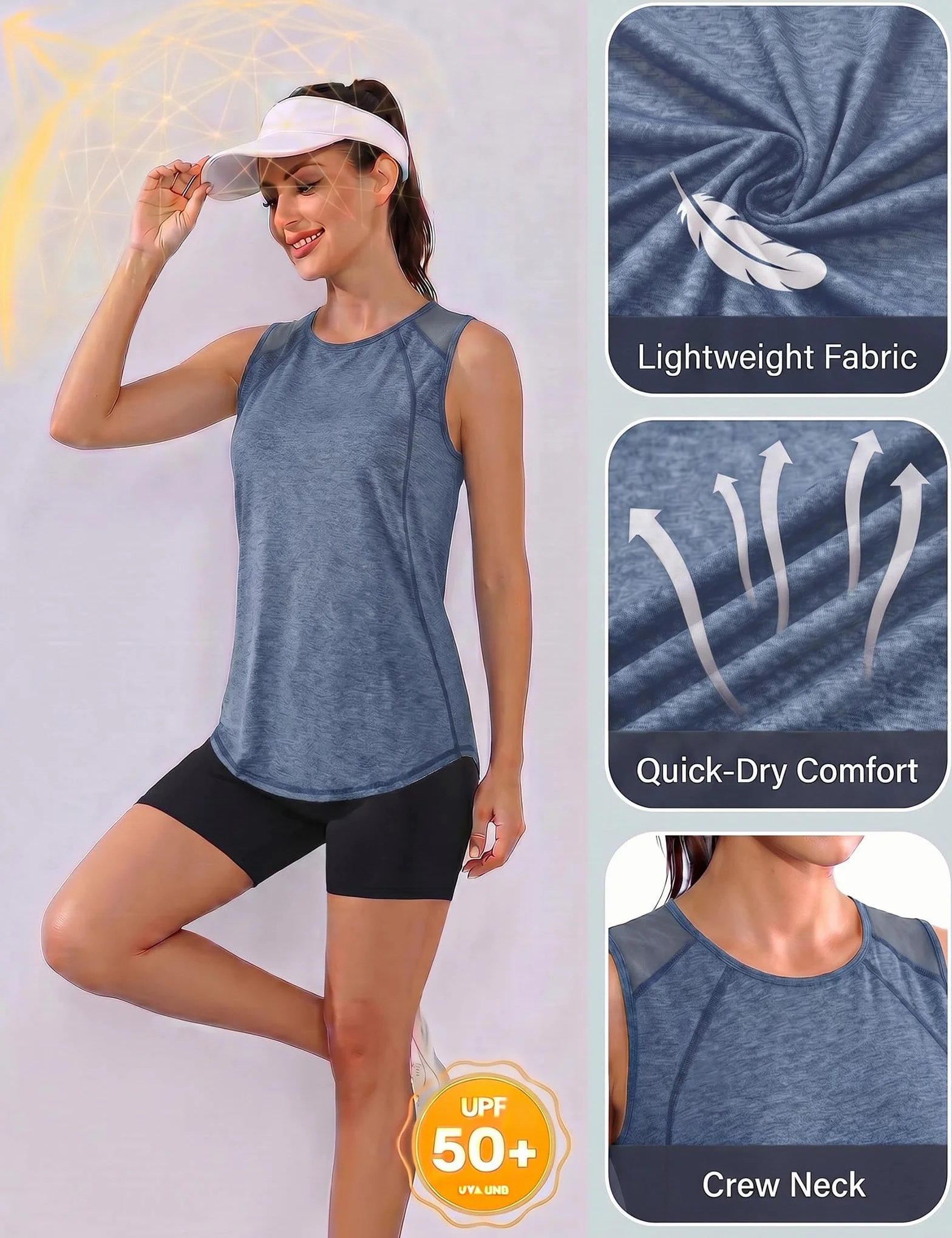 Débardeur de Sport Femme Léger T-Shirt sans Manches Yoga Fitness Respirant Séchage Rapide
