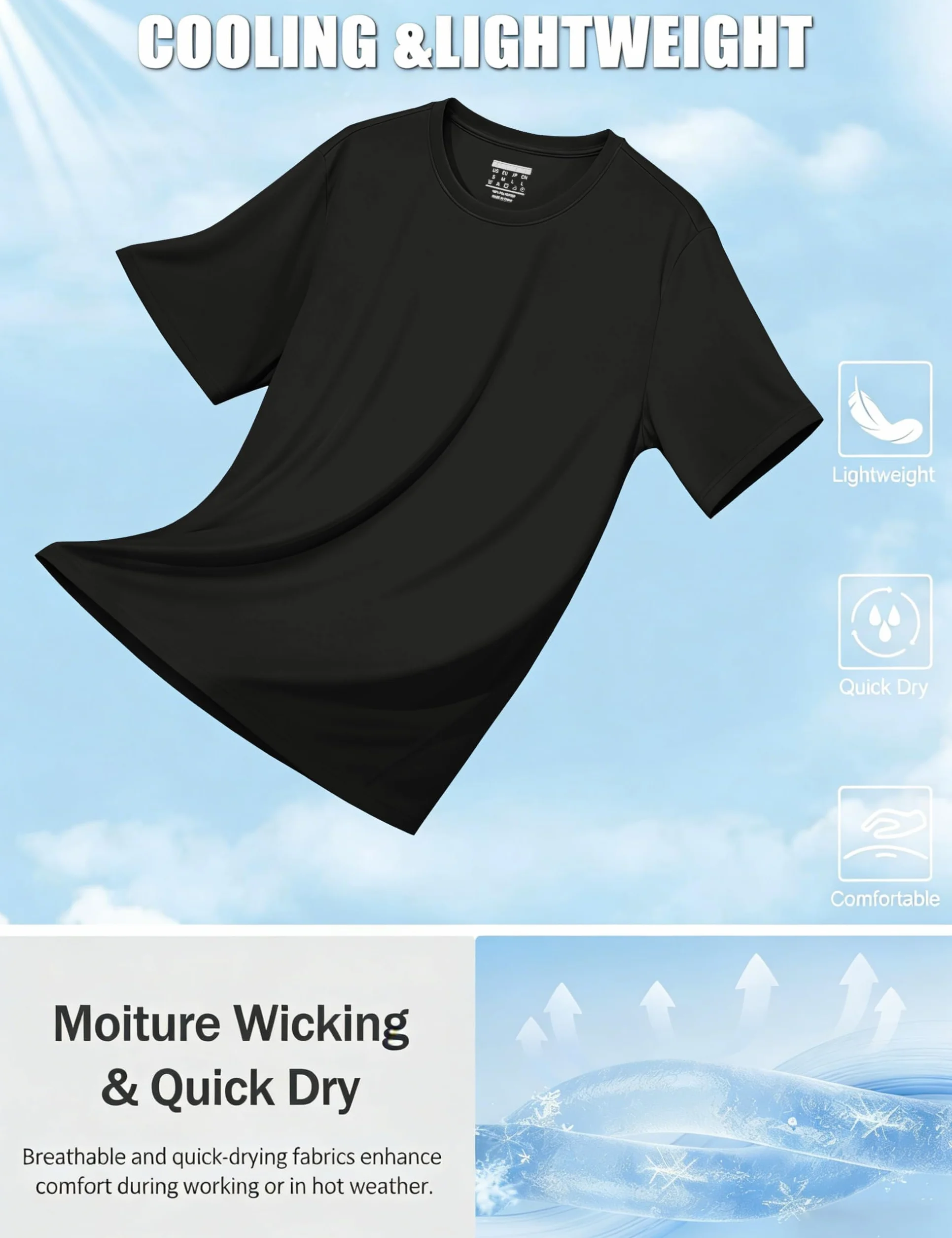 TACVASEN T-Shirt à Manches Courtes pour Hommes Protection Solaire UV UPF 50+ Léger Travail