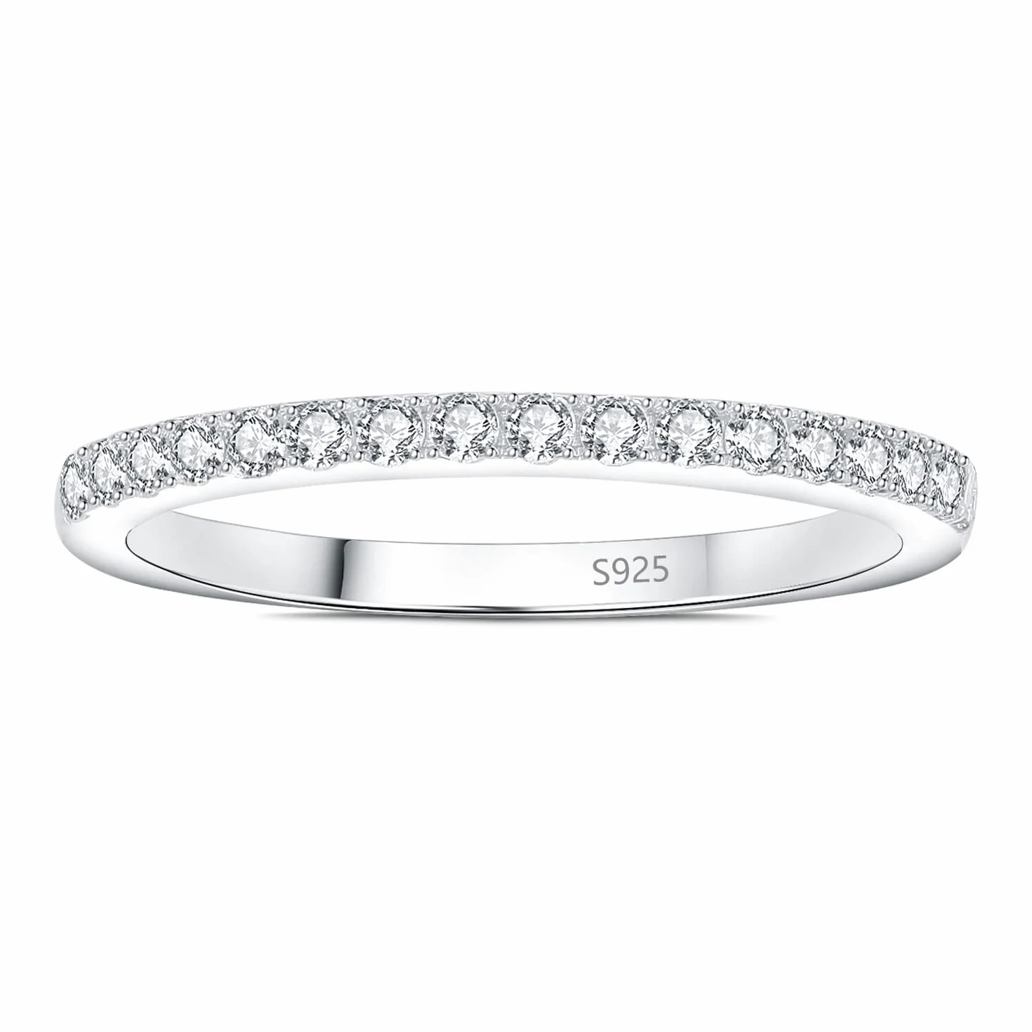 JewelryPalace Bague Demi Eternel Empilable 0.6ct Argent 925 Plaqué Or Jaune Or Rose Zircone Cubique Rond