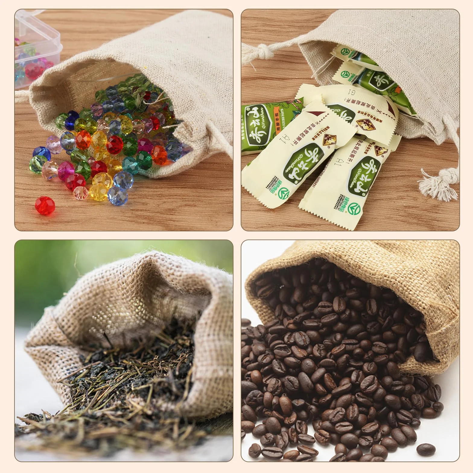 Sachets Tissu Calendrier de l'Avent avec Cordon de Serrage et Étiquette Cadeau - 25 Pièces en Coton Réutilisables
