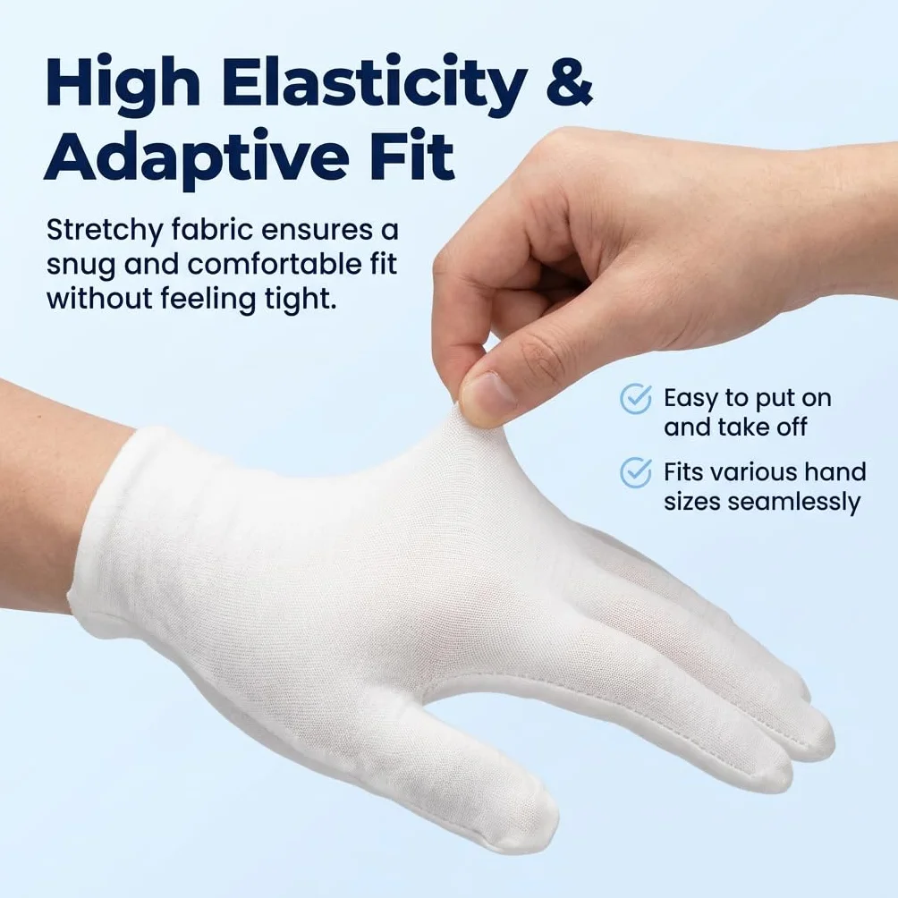 Gants en Coton Blanc Ultra-fins Lot de 4 Paires Taille Unique pour Homme et Femme