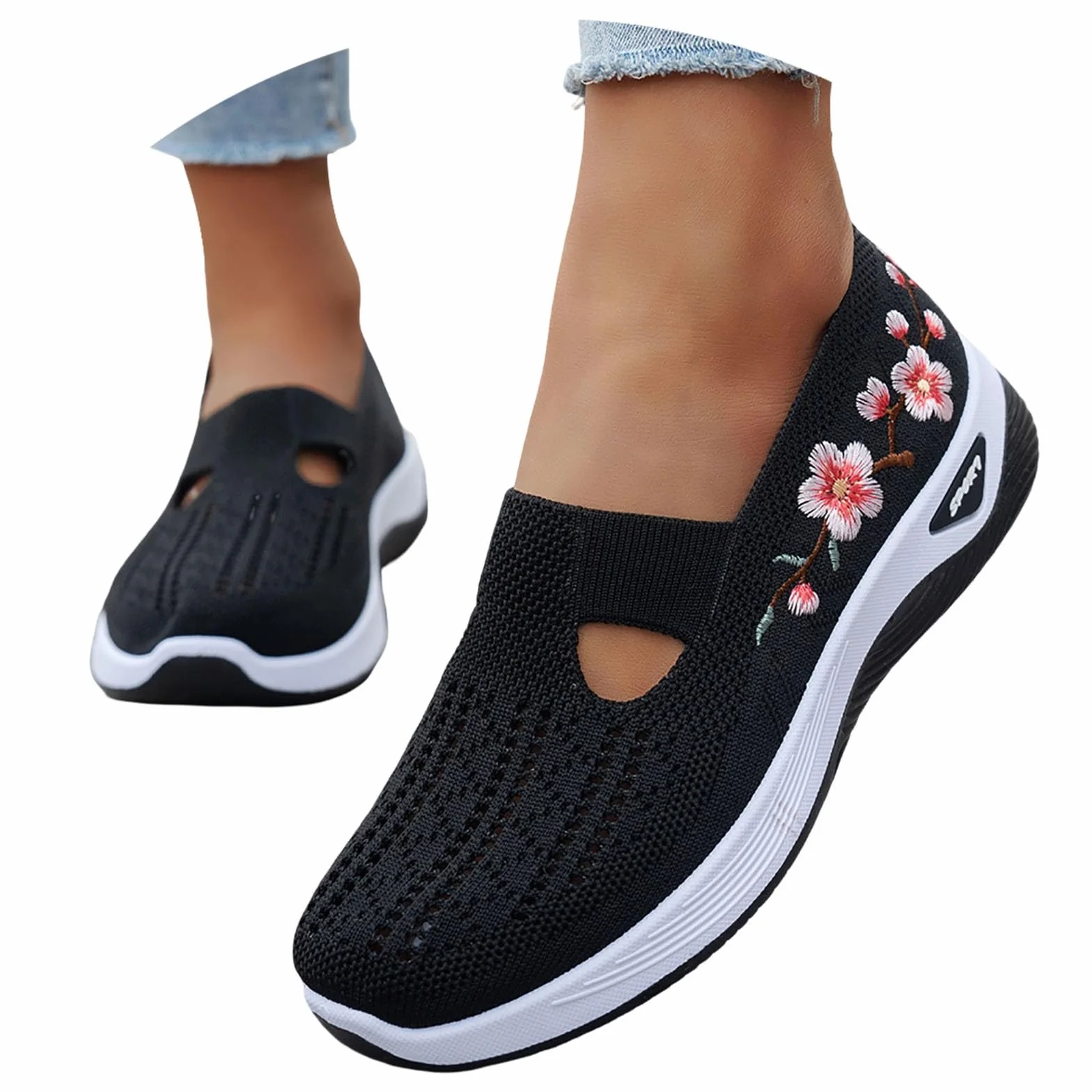 Chaussures Orthopédiques Femmes Ete Confortables Pieds Larges Basket Mains Libres Compensées Sneakers