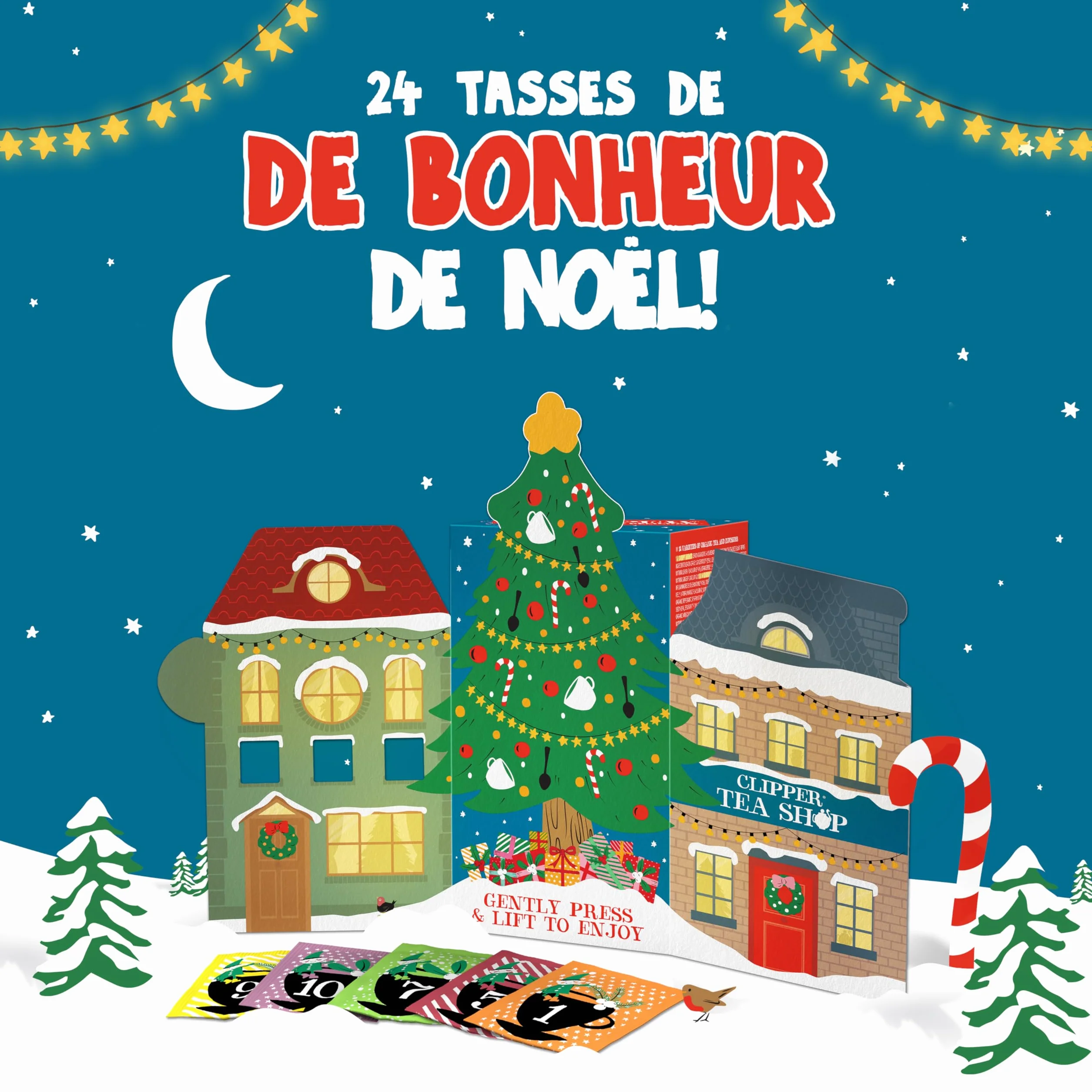 CLIPPER - Calendrier de l'Avent - Thés & Infusions - Bio - 24 sachets | Idée Cadeau Noël - Ingrédients Bio - 100% naturels