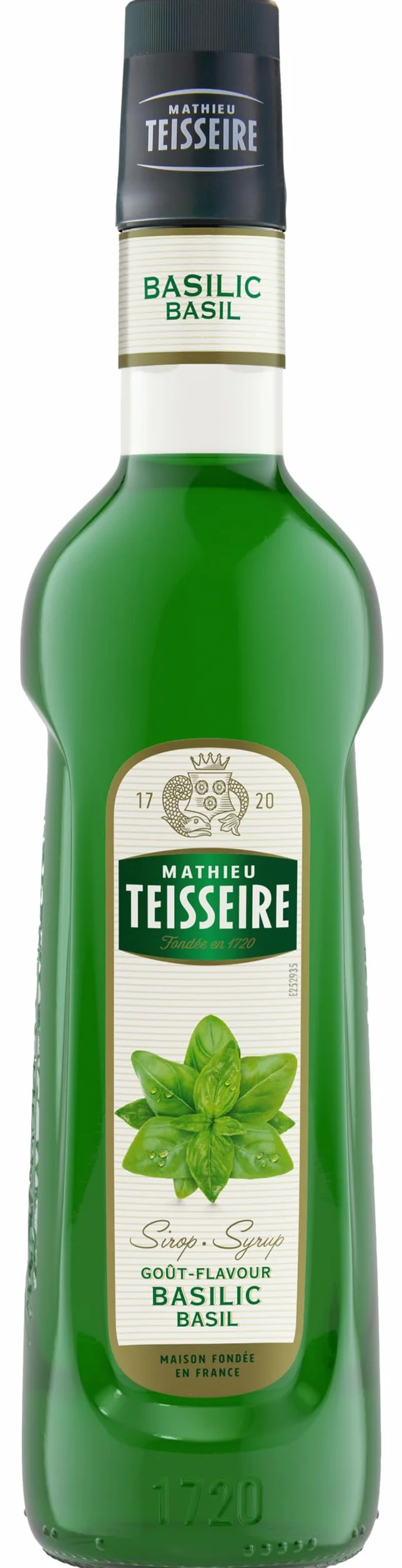 Sirop de basilic Mathieu Teisseire, pour boissons, Mojito, cocktails avec ou sans alcool, sodas, thés, bouteille de 70cl