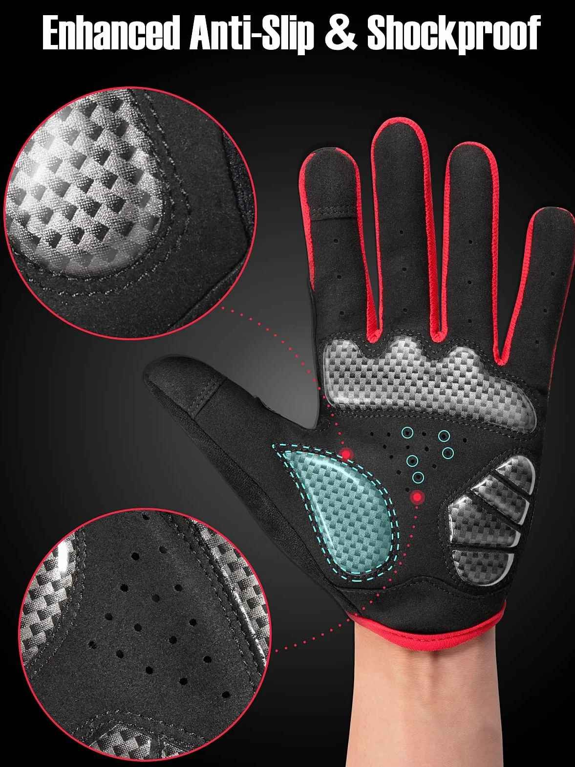 COFIT Gants Vélo Doigts Complets Hommes Femmes Antidérapants Gel Antichoc Tactiles Respirants Cyclisme VTT Vélo Route