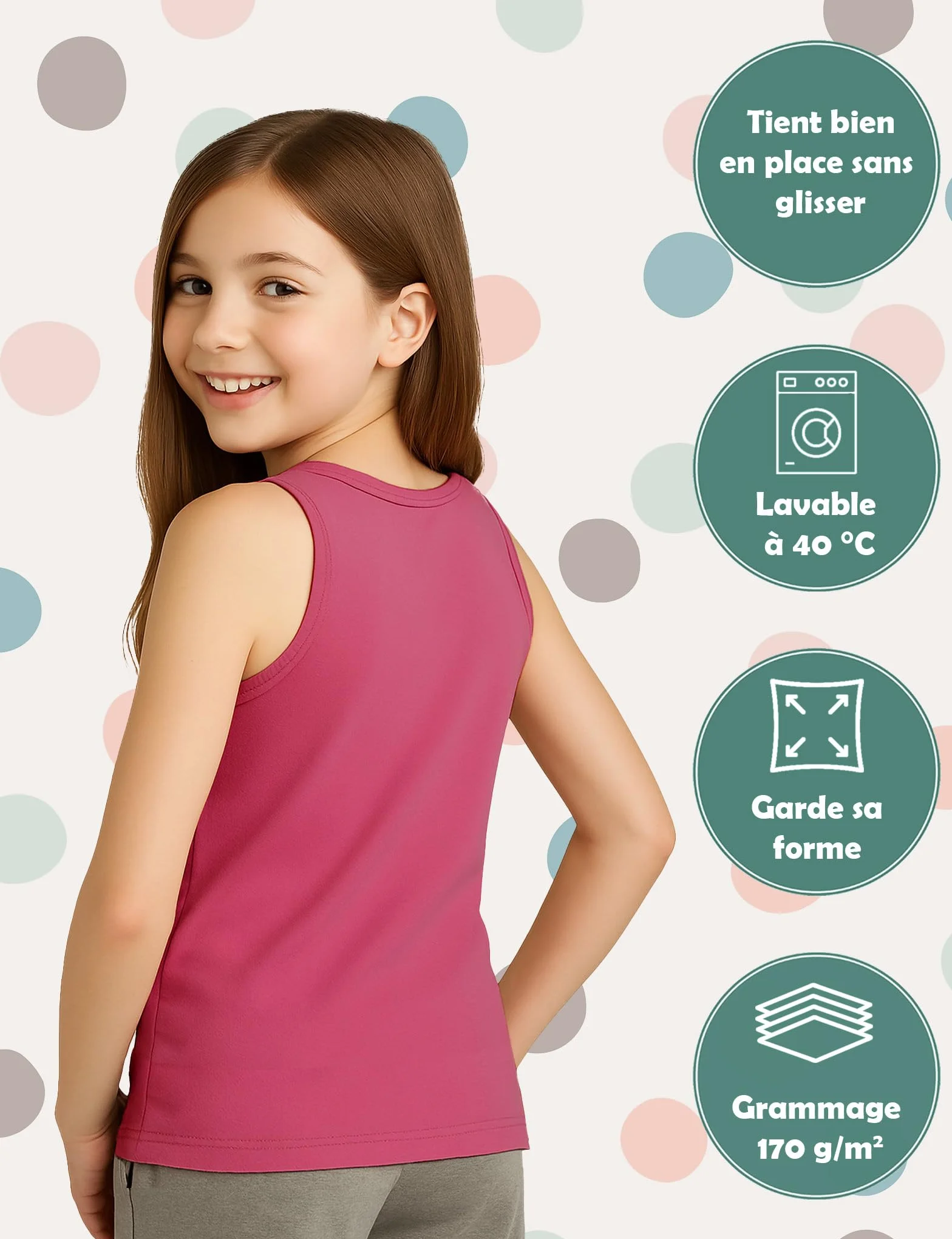 ALPIDEX Lot de 5 Maillots de Corps Filles 100% Coton Débardeur Enfant