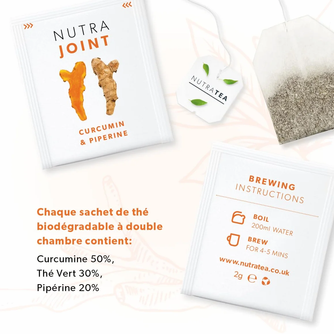 NutraJoint - Thé des soins articulaires | Thé de l'arthrite - Soulagement des articulations douloureuses - 60 Sachets de thé enveloppés - par NutraTea - Tisane - (3 paquets)