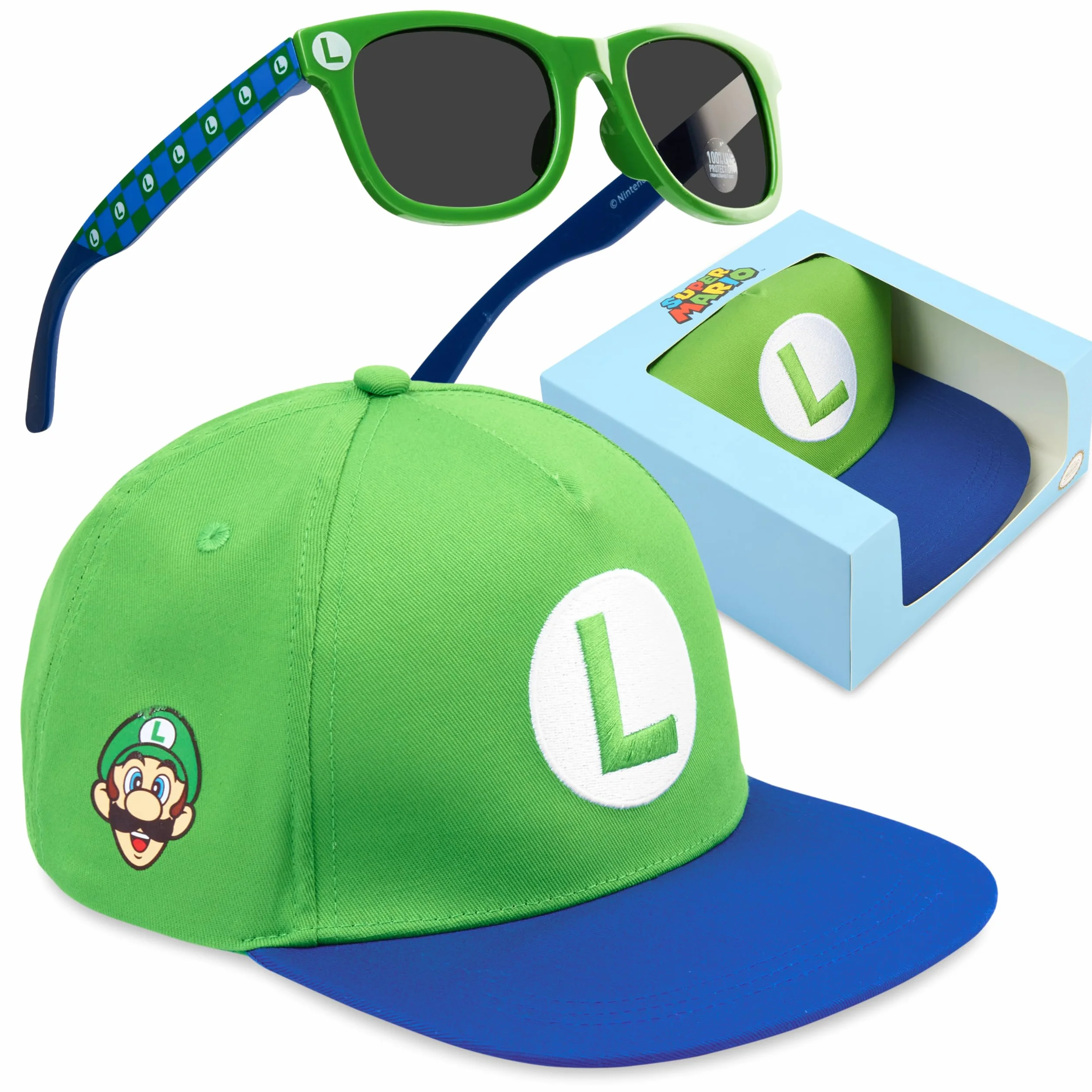 Casquette Baseball et Lunette de Soleil Protection UV Minecraft Fortnite Bob l'éponge Super Mario