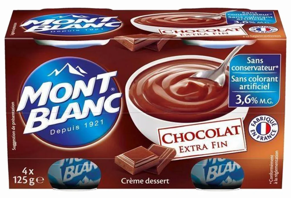 Mont Blanc Crème Dessert Chocolat (lot de 2 x 4 x 125g)