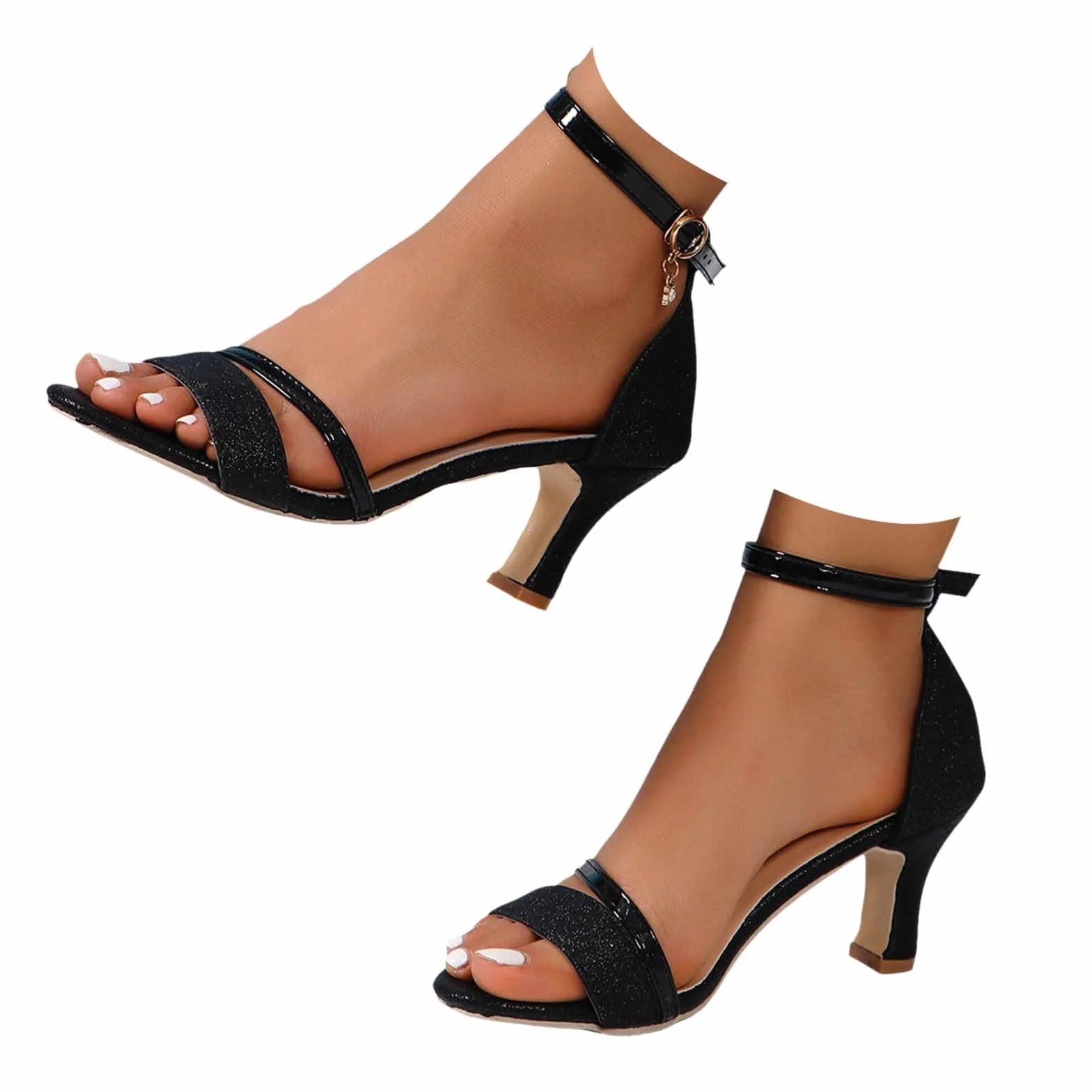 Sandales à talon moyen femme bride cheville ligne bouche poisson 2026