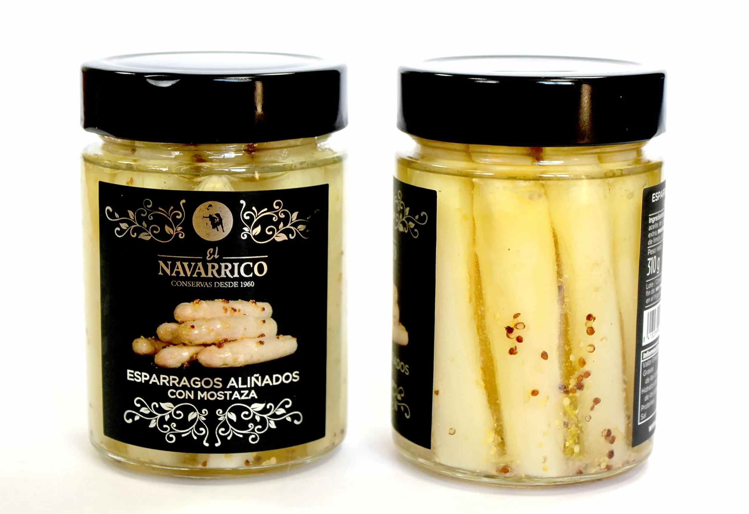El Navarrico - Asperges Blanches Assaisonnées à la moutarde | Agriculture traditionnelle | Naturel et Frais | Conditionnement de 310g