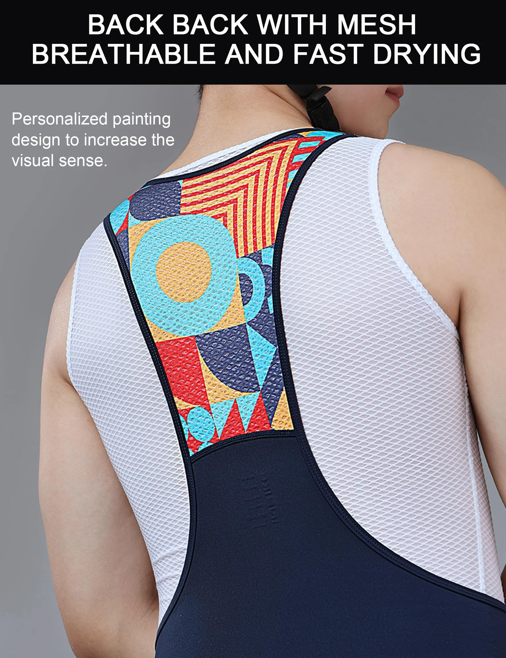 INBIKE Cuissards Vélo Homme Bretelle Impressions 3D Rembourré Ergonomique Bib Short Cyclisme VTT CX022
