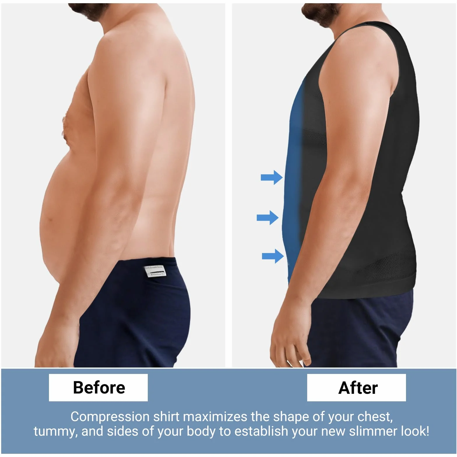 MEETYOO Débardeur Compression Homme Manches Longues Maillot de Corps Ventre Plat Minceur Gilet Invisible Amincissant Body Shaper