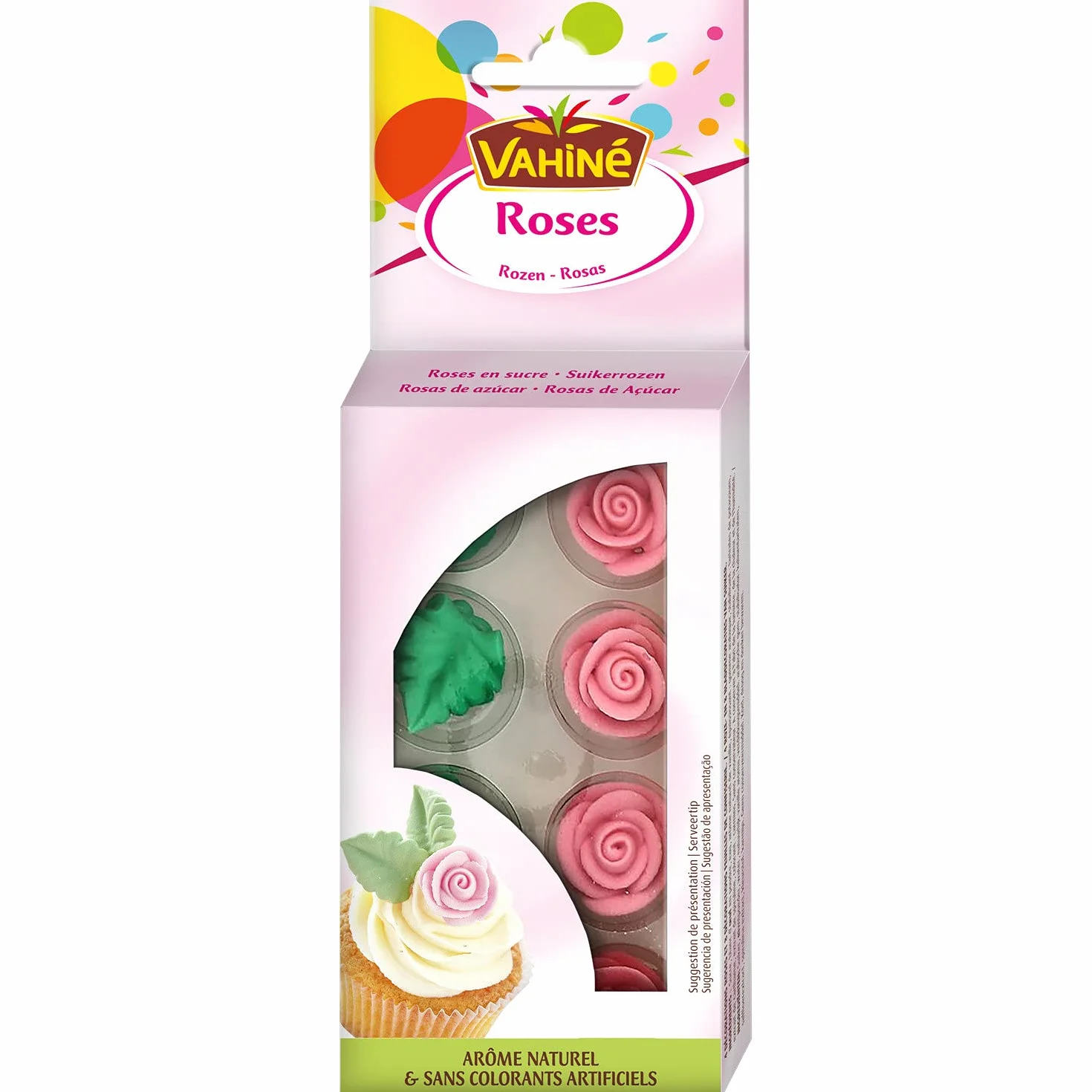 VAHINE - Décoration Gâteaux Roses en Sucre 20 g