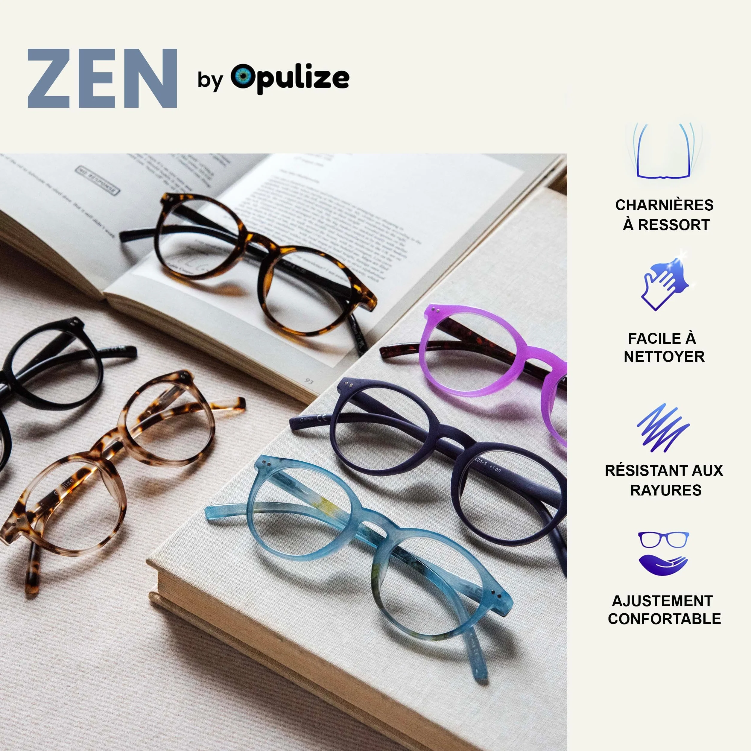 Lunettes De Lecture Opulize Zen +3,00 Marron Écaille Petit Hommes Femmes