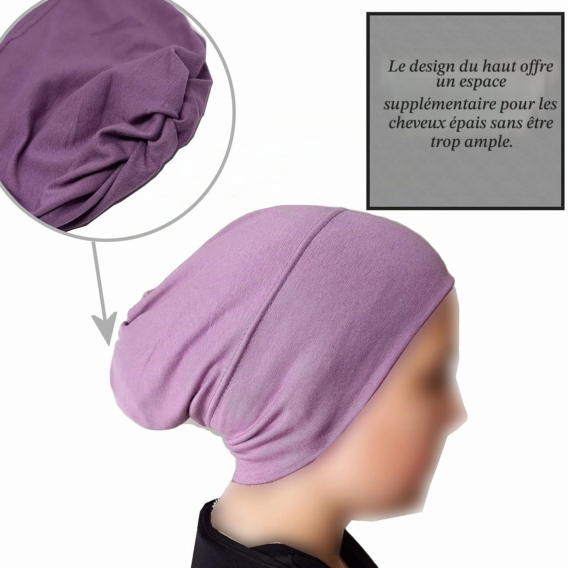 Bonnet bandana en coton pour hijab - Turban extensible couverture cheveux cancer