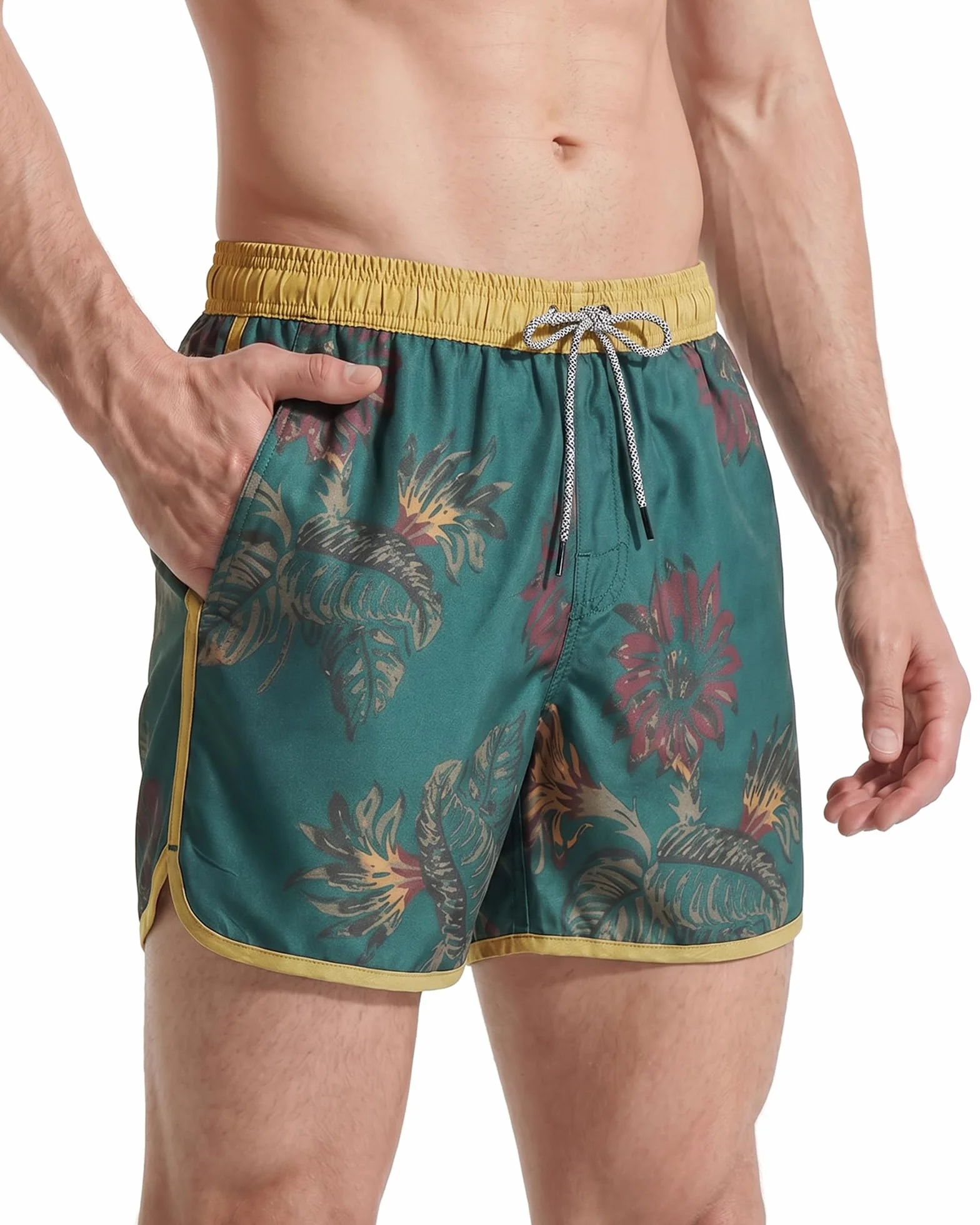 Maamgic Short de Bain Homme Vintage - Maillot de Bain Bermuda Séchage Rapide avec 3 Poches