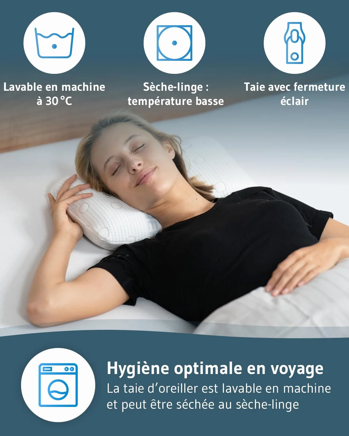 VOLAR Coussin de voyage à mémoire de forme Oreiller cervical ergonomique 40x25cm