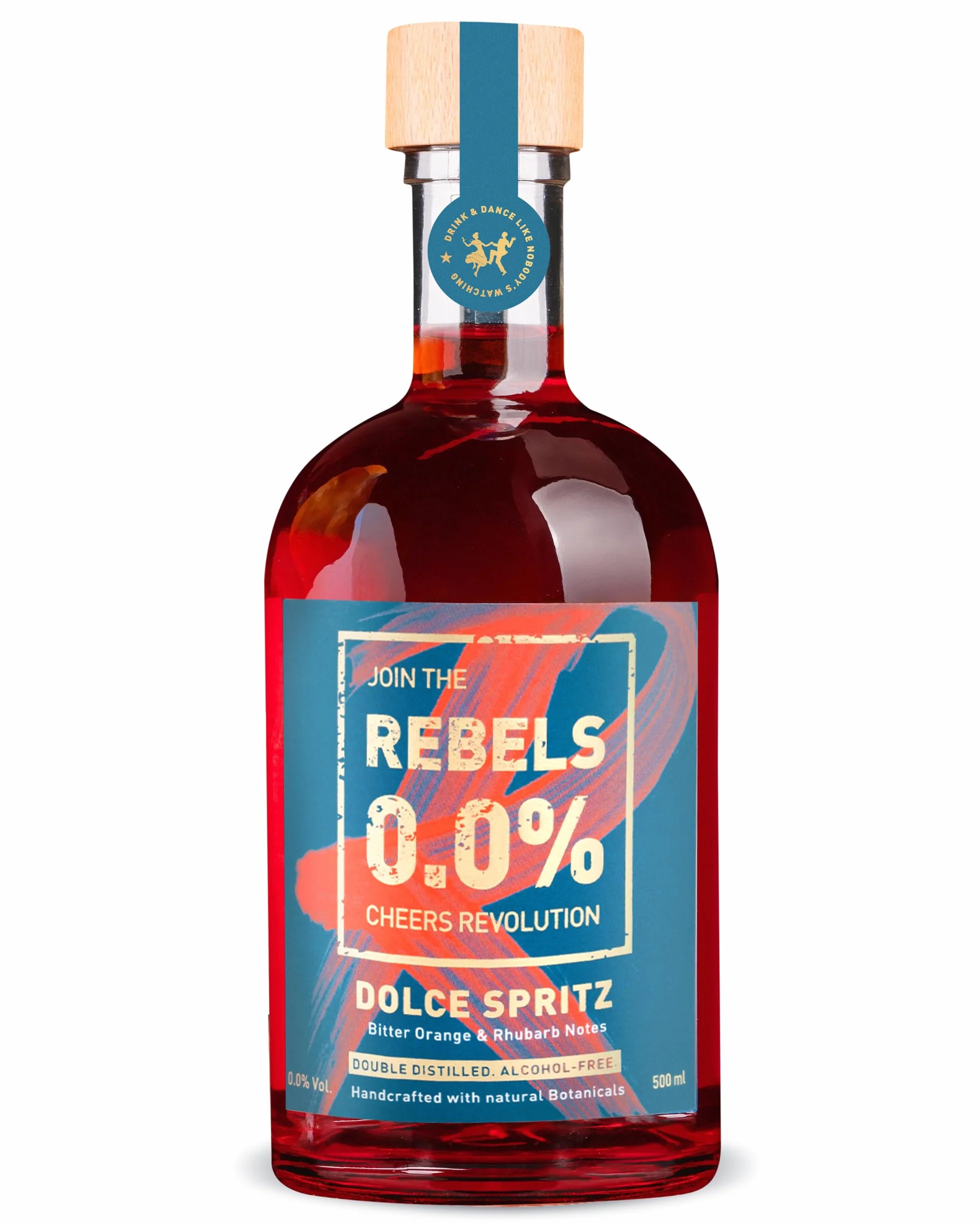 REBELS 0.0% Dolce Spritz Sans Alcool | Distillé deux fois pour un arôme intense | Goût primé | Végan | Botaniques naturels | À mixer pour un cocktail sans alcool | Boisson sans alcool 500ml