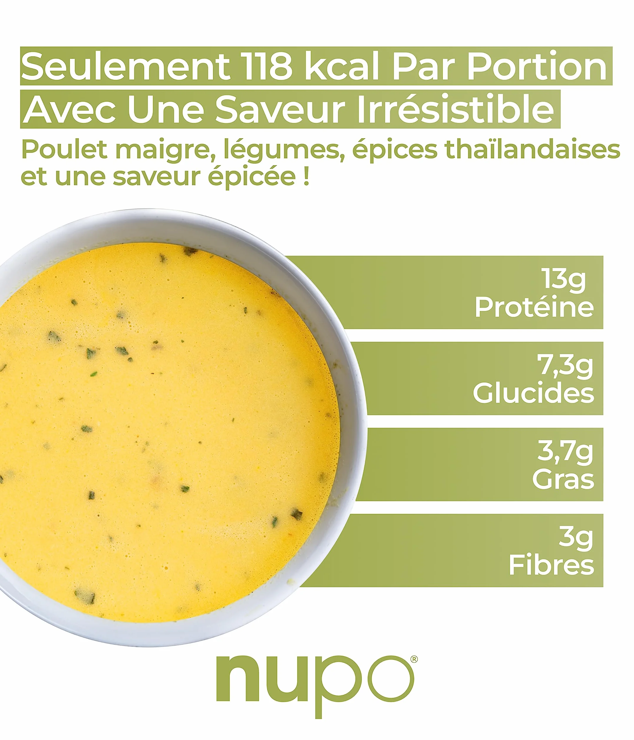 NUPO Diet Soup Spicy Thai Chicken – Régime premium de remplacement de repas pour la gestion du poids I Repas cliniquement prouvés pour un contrôle efficace du poids I 12 Portions I Sans OGM
