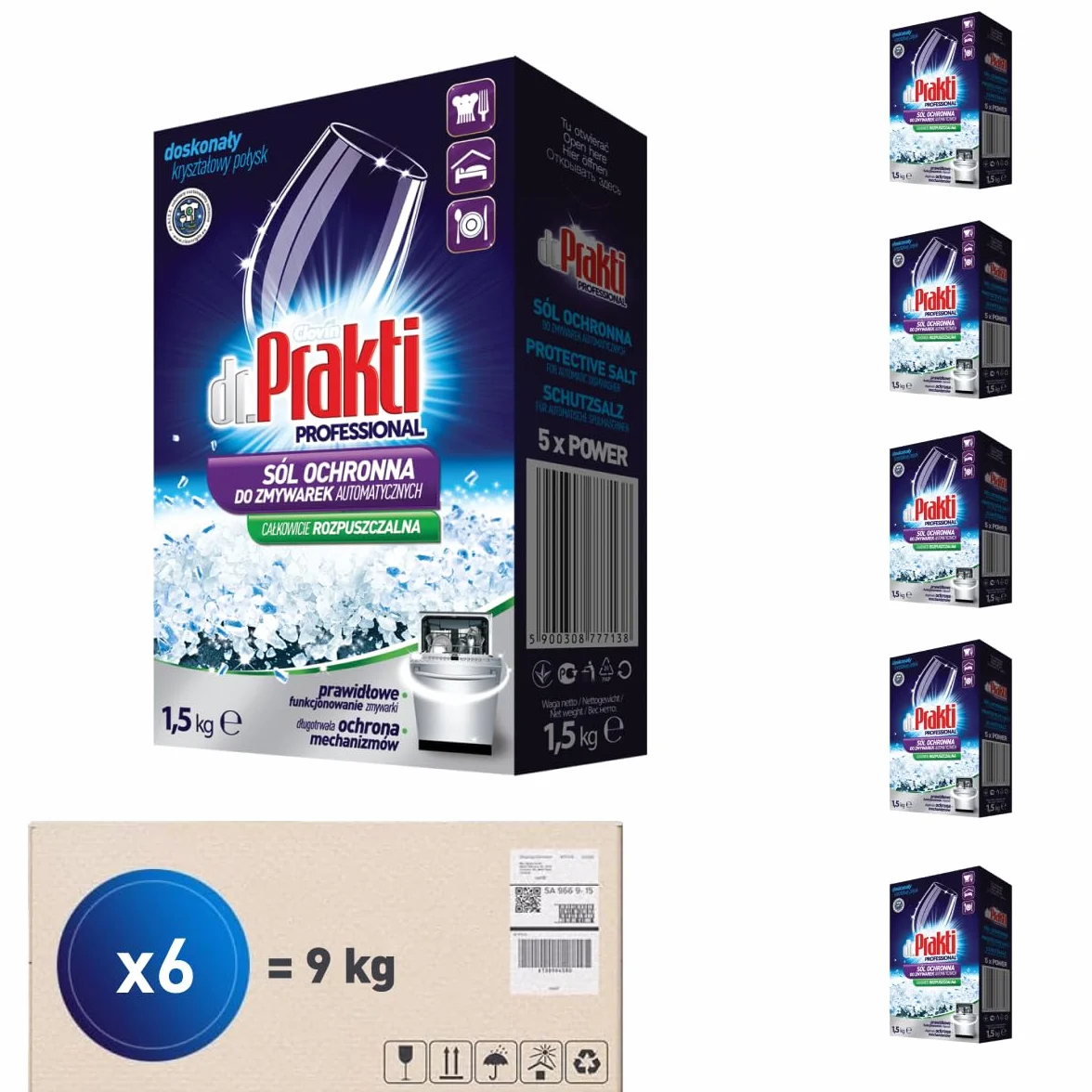 DR. PRAKTI Sel Régénérant Lave-Vaisselle - 1,5 kg x6 Anti-Calcaire