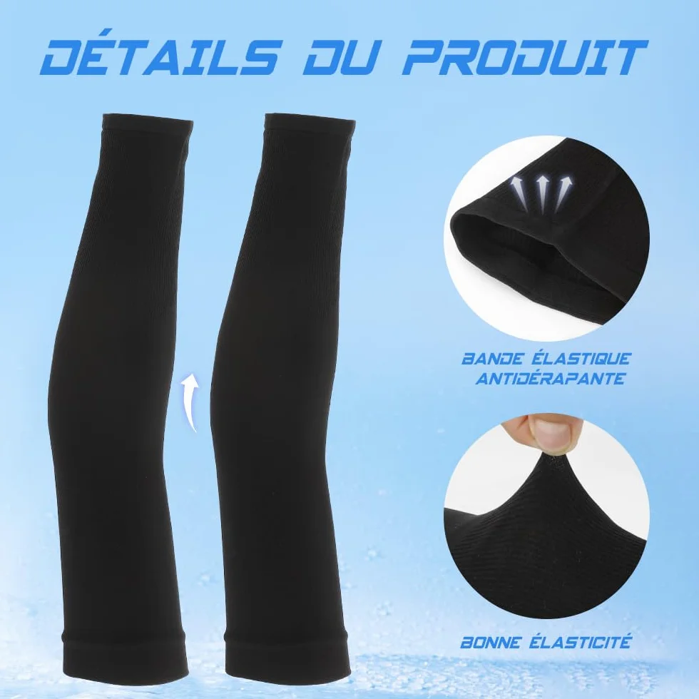 Manchette Bras Homme Femme Anti-UV Protection Manchon De Compression Bras Running Volley