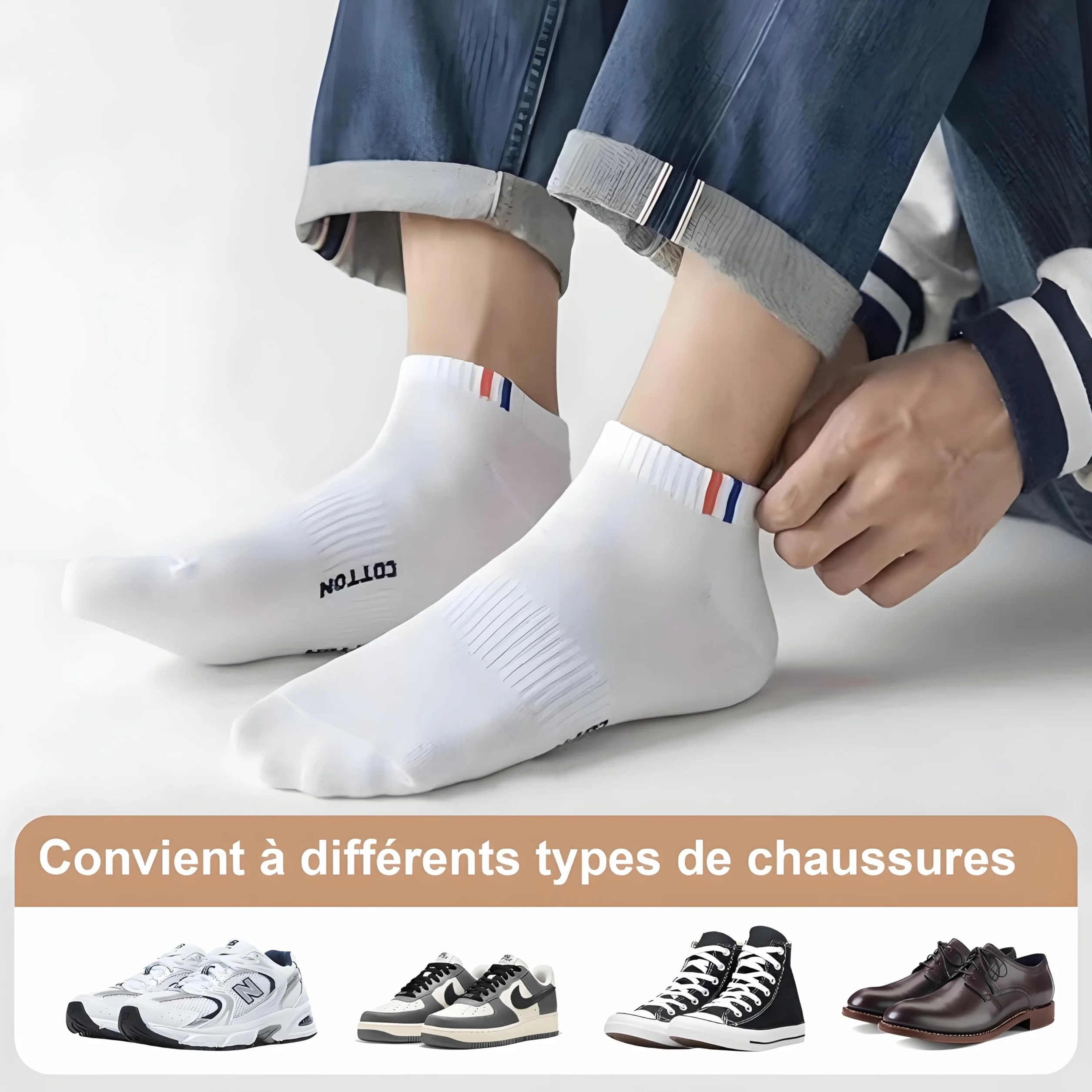 Chaussettes Sport Homme Femme 38-42 VEGCOO Respirantes Absorbant la Transpiration