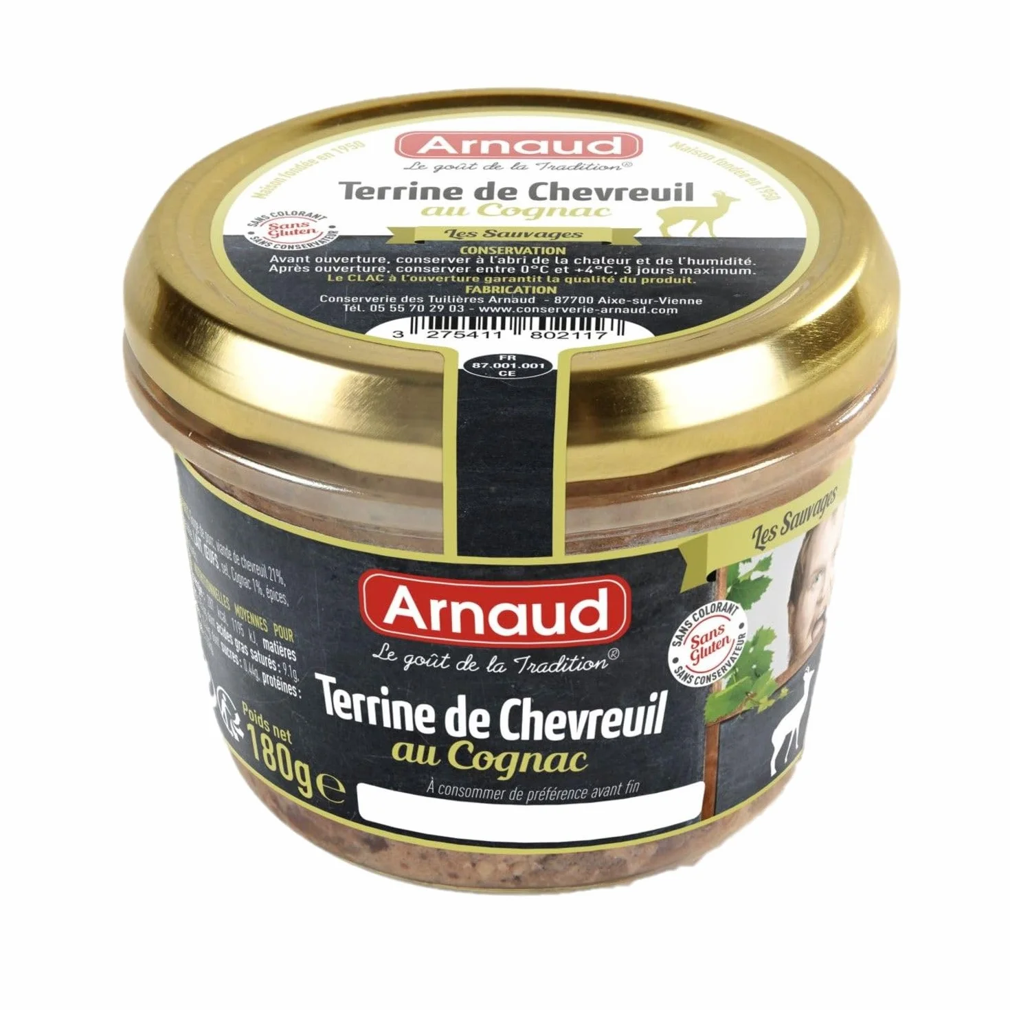 Lot 3x Terrine de chevreuil au Cognac - Bocal 180g