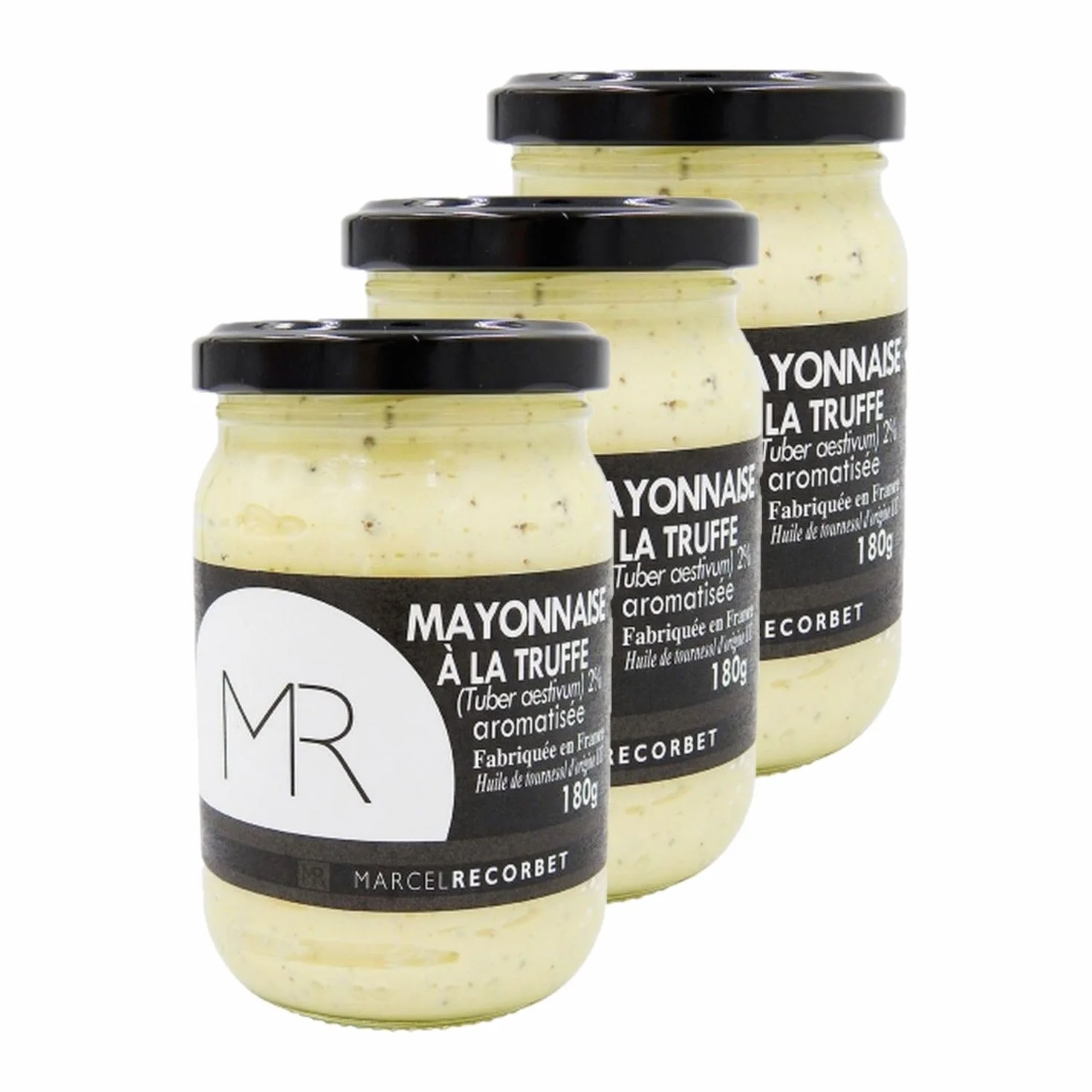 Marcel Recorbet Lot 3x Mayonnaise à la truffe blanche d'été 2% - Pot 180g